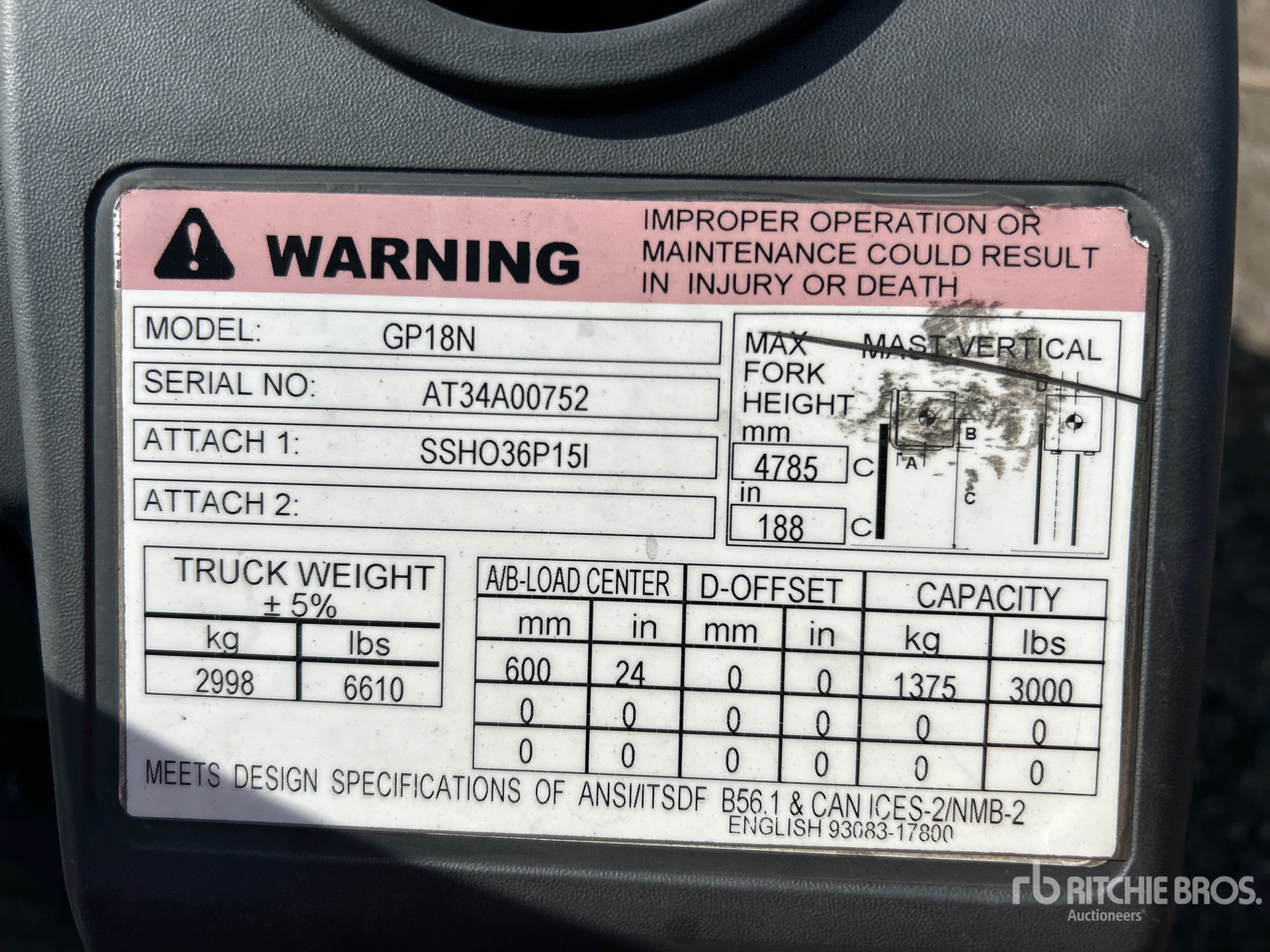 General Appearance with Serial Number / VIN
