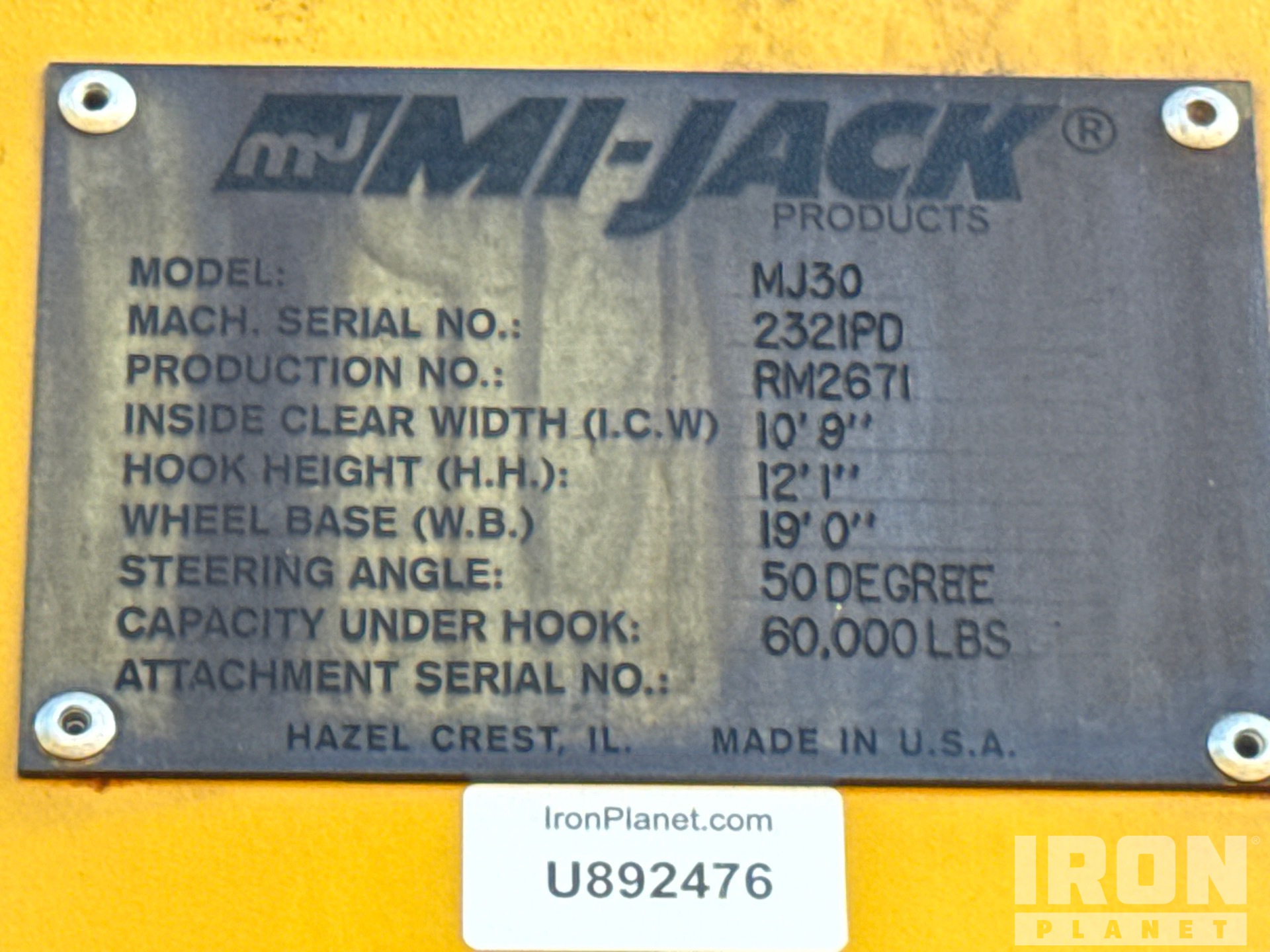 General Appearance with Serial Number / VIN