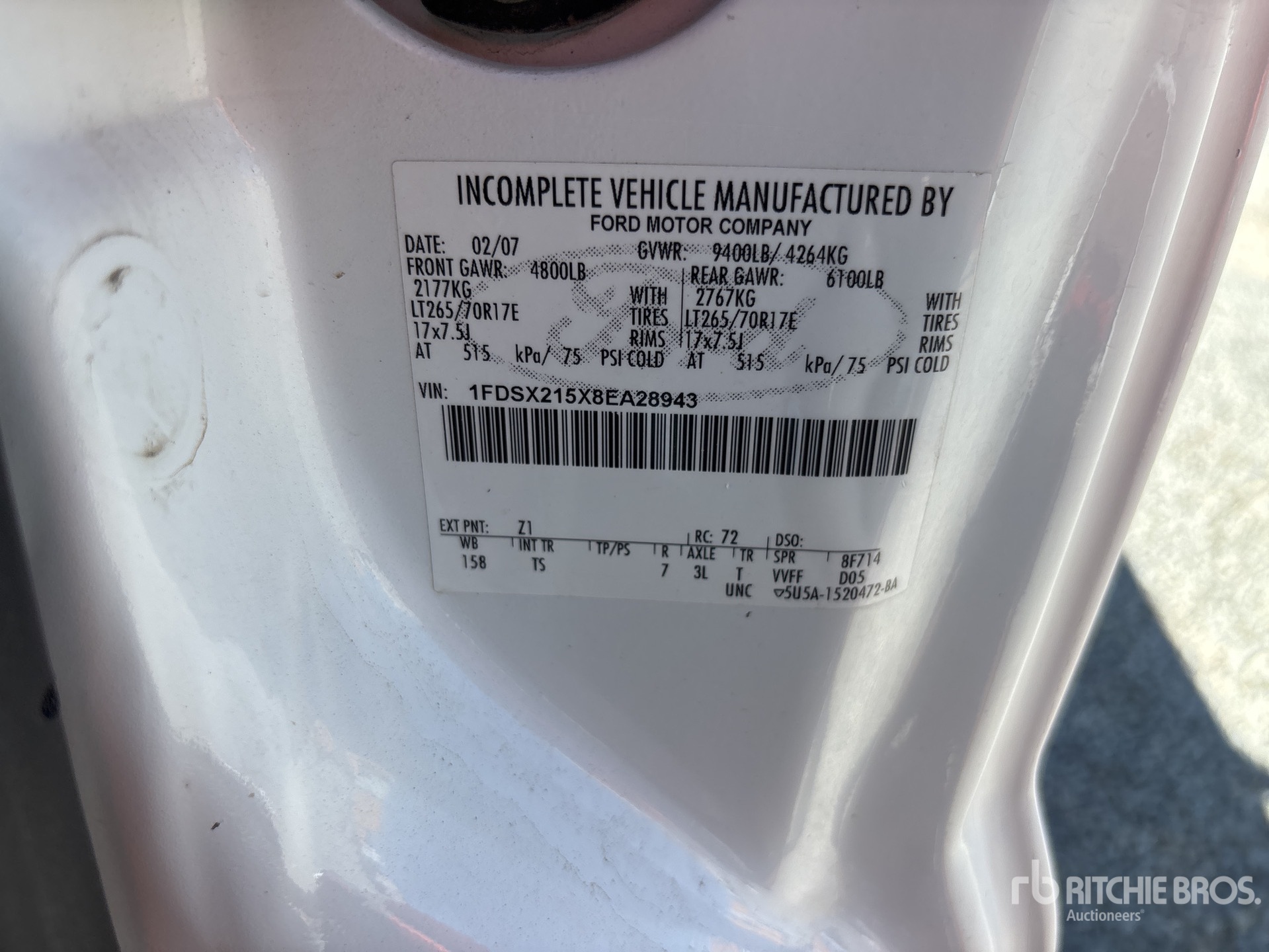 General Appearance with Serial Number / VIN