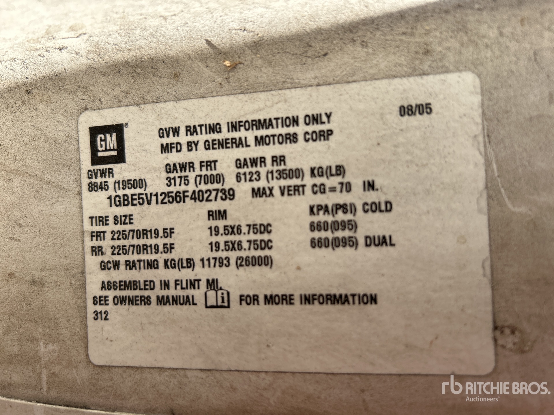 General Appearance with Serial Number / VIN