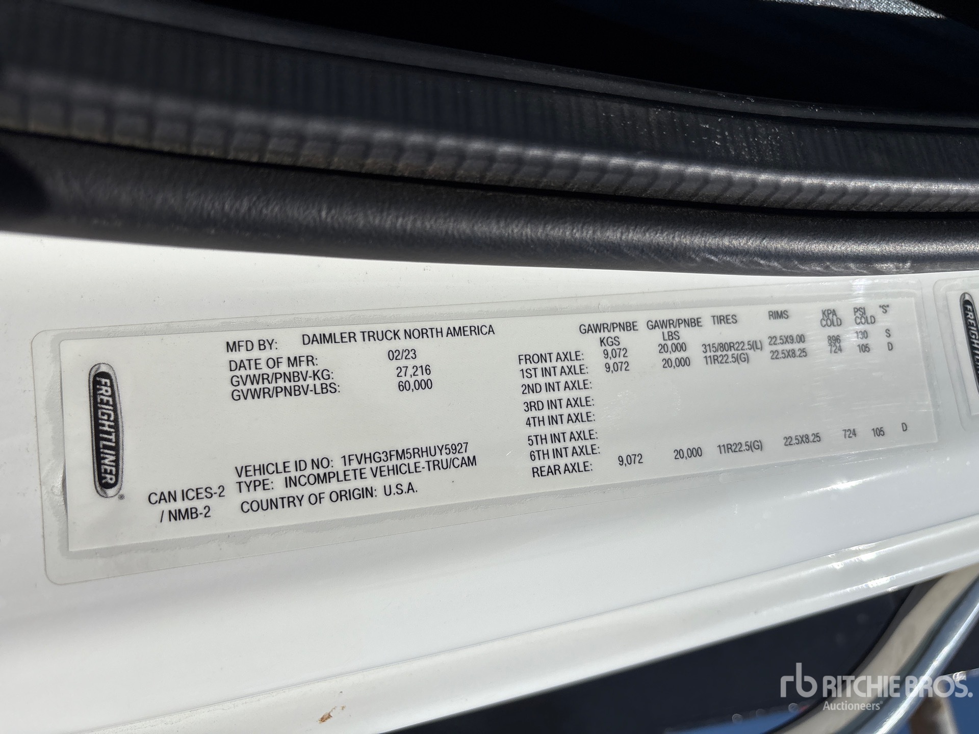 General Appearance with Serial Number / VIN