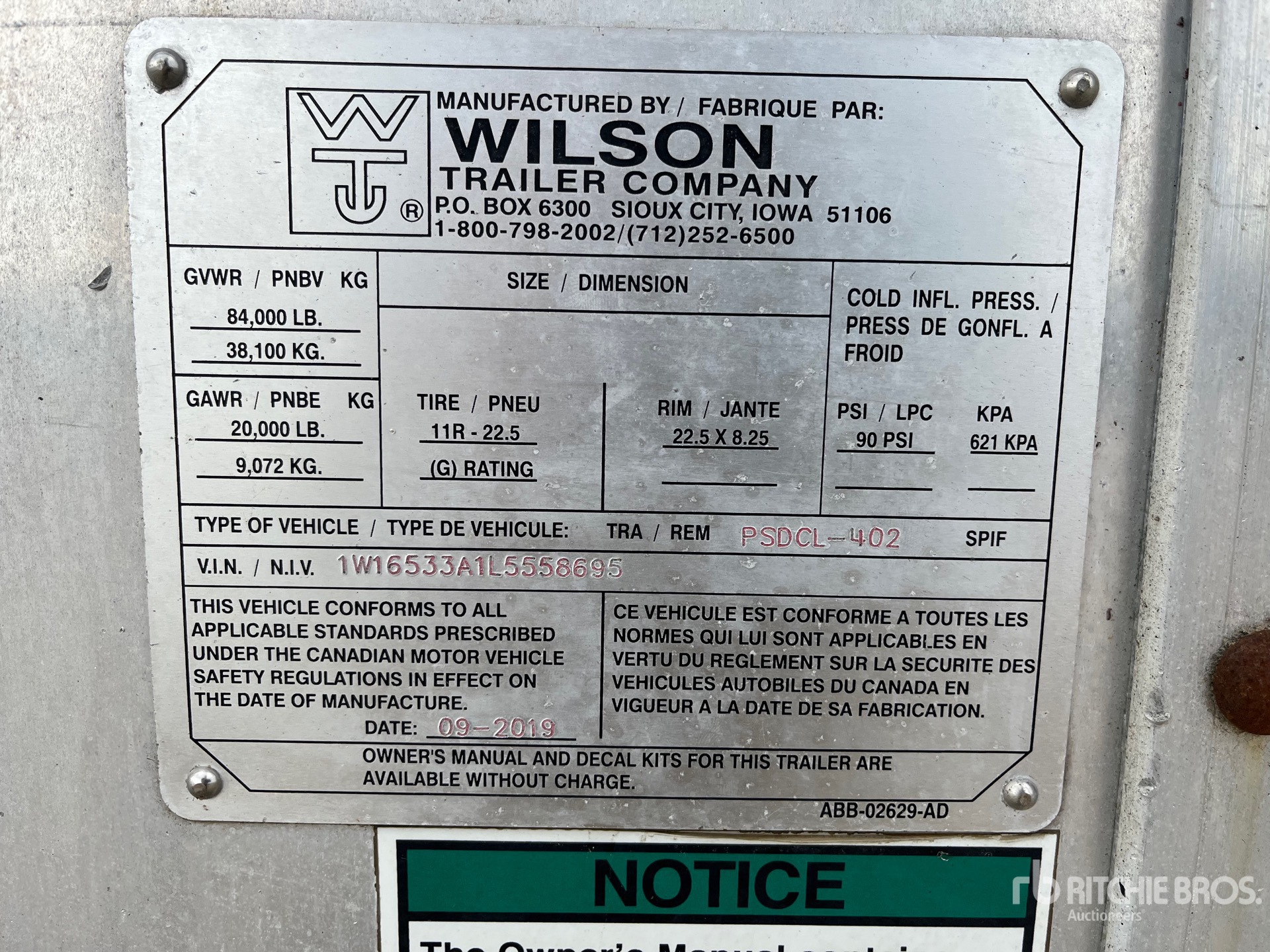 General Appearance with Serial Number / VIN