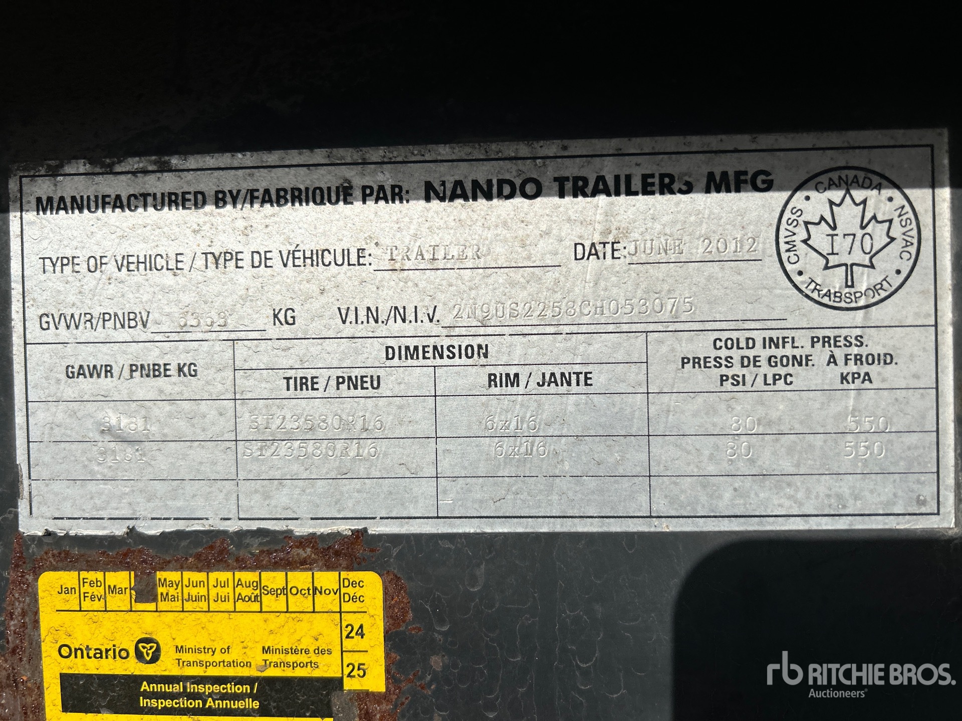 General Appearance with Serial Number / VIN