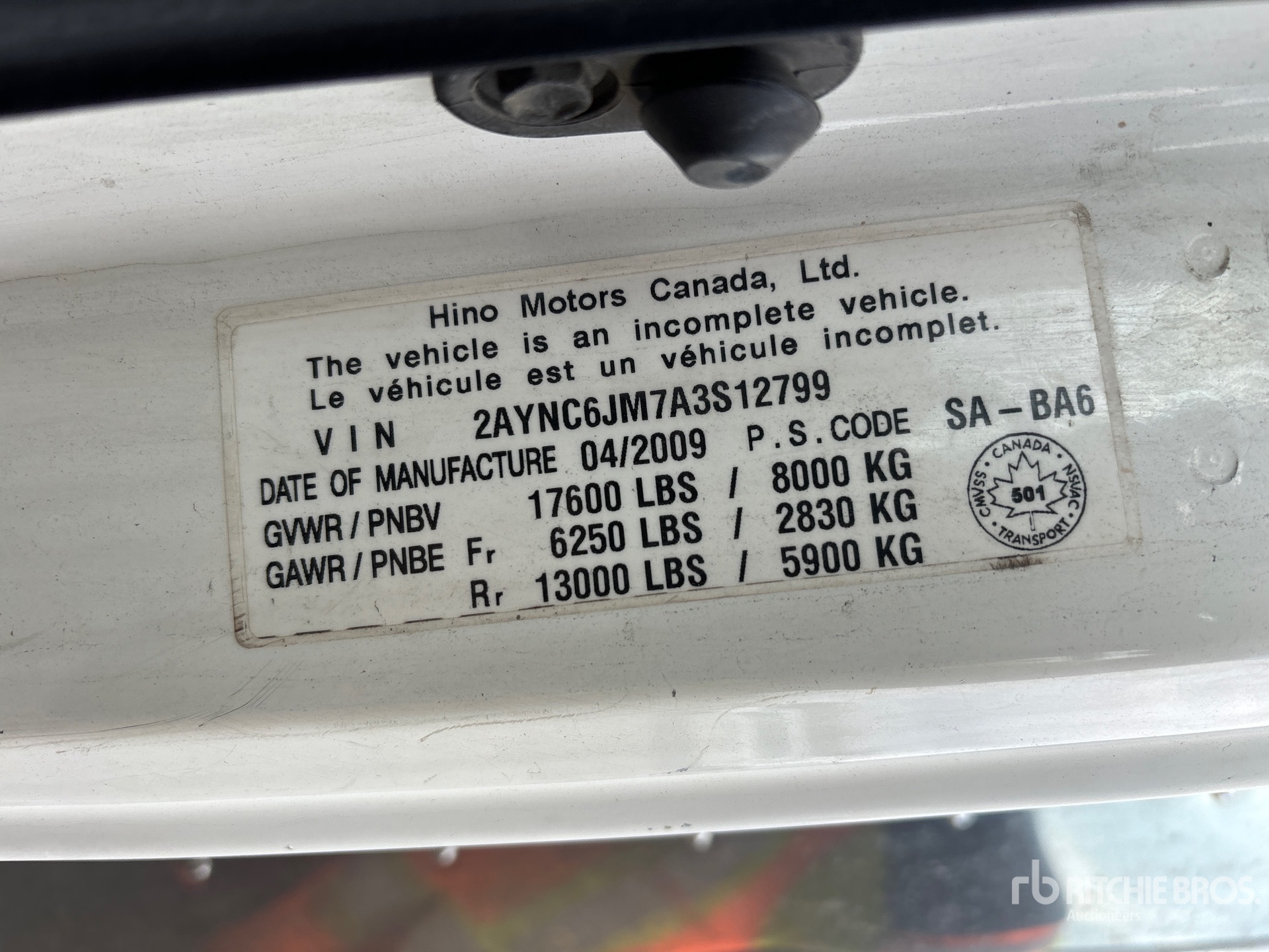 General Appearance with Serial Number / VIN