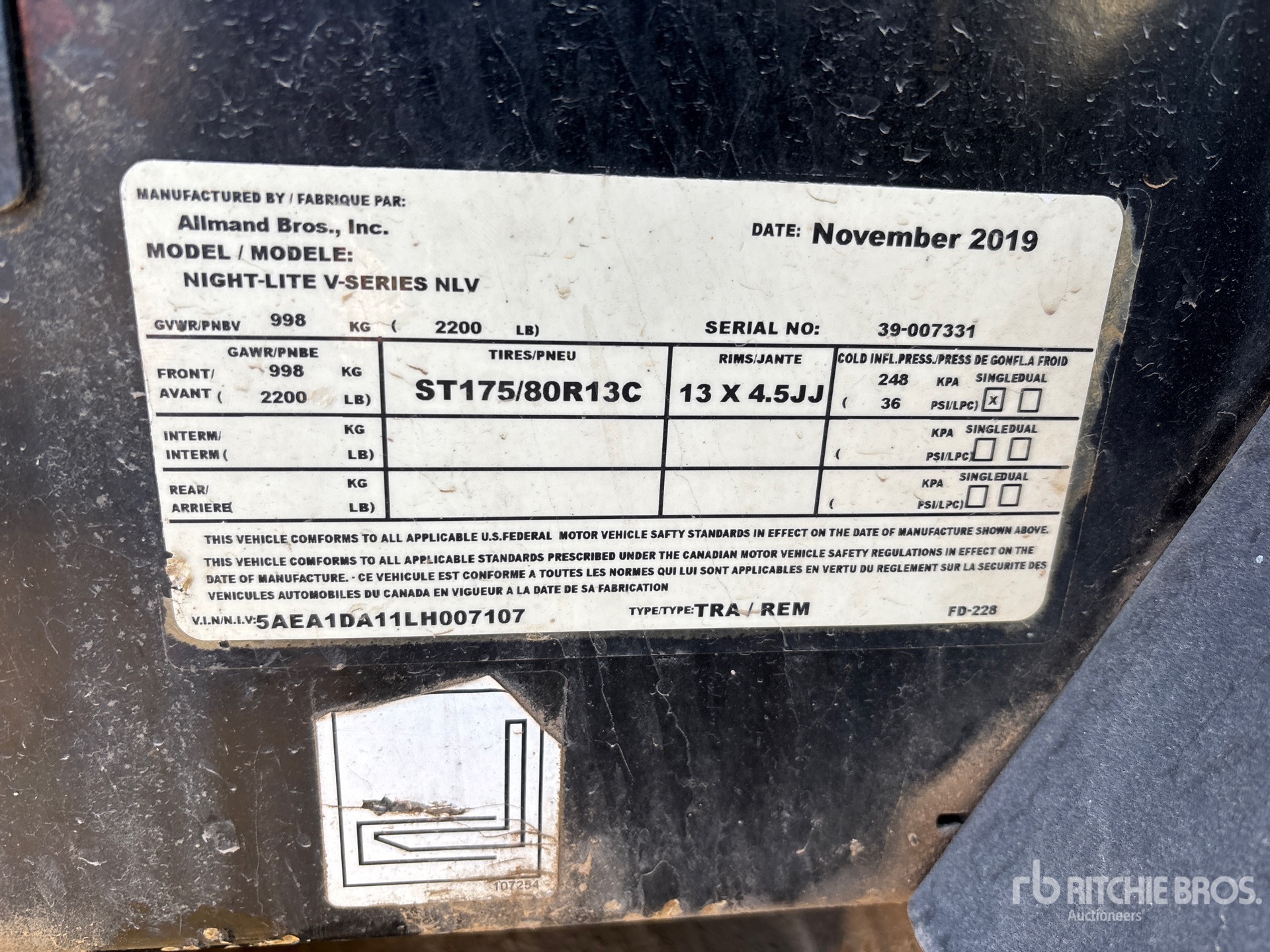 General Appearance with Serial Number / VIN