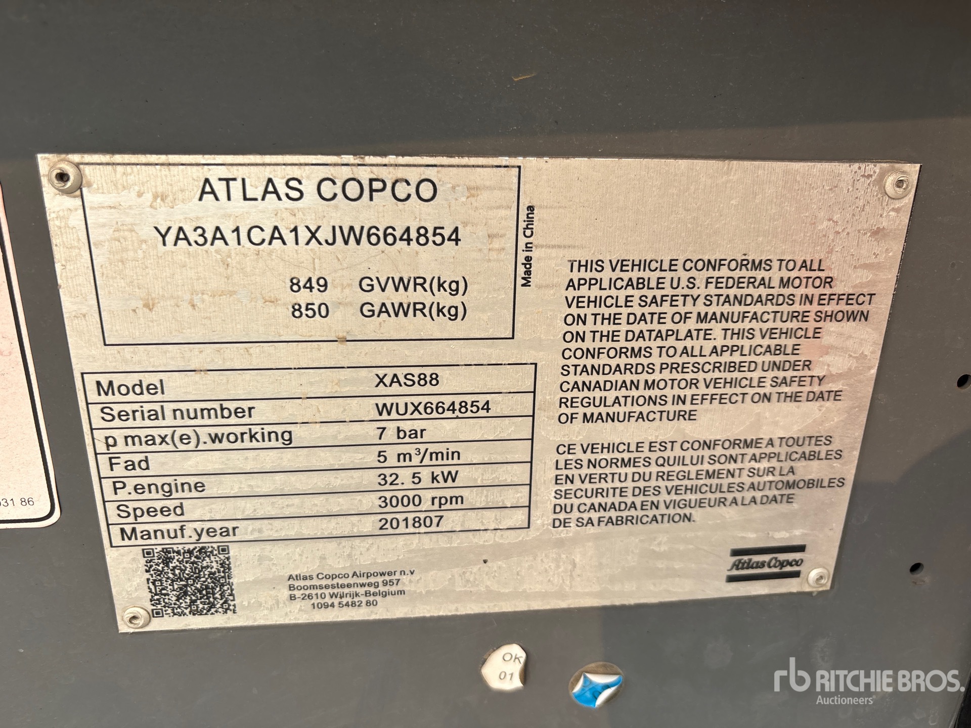 General Appearance with Serial Number / VIN