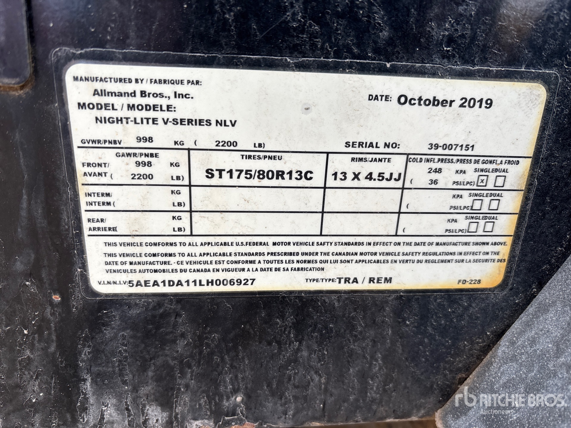 General Appearance with Serial Number / VIN