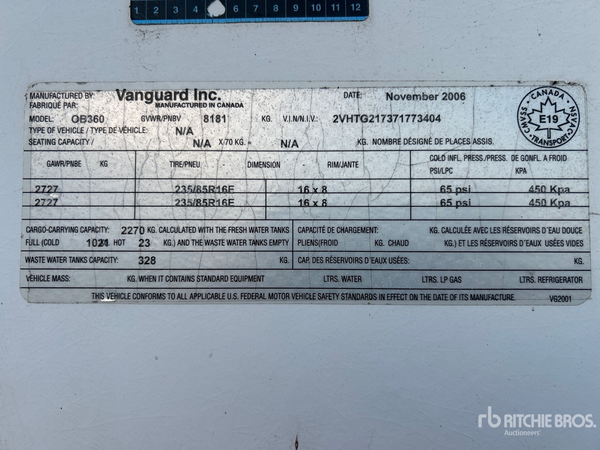 General Appearance with Serial Number / VIN