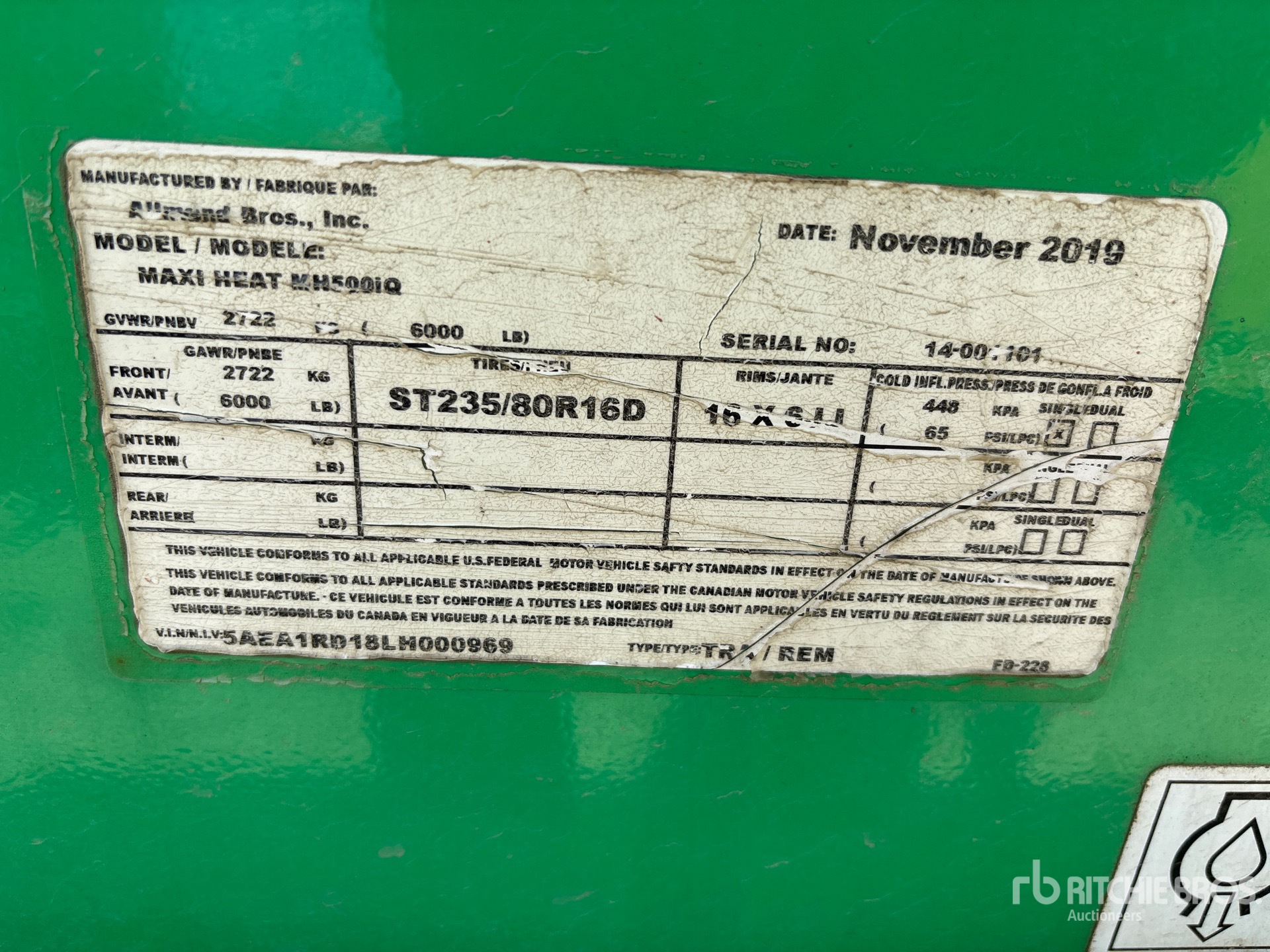 General Appearance with Serial Number / VIN