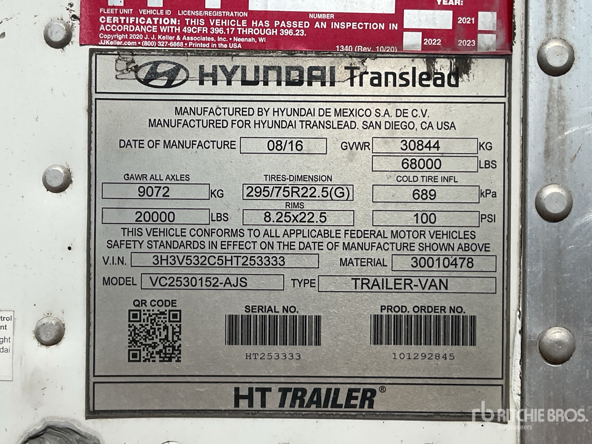 General Appearance with Serial Number / VIN