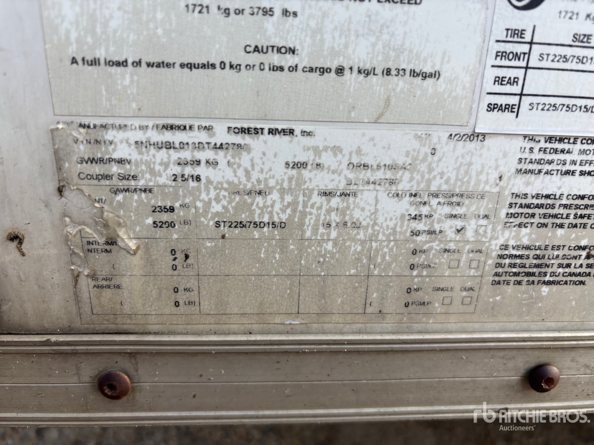 General Appearance with Serial Number / VIN