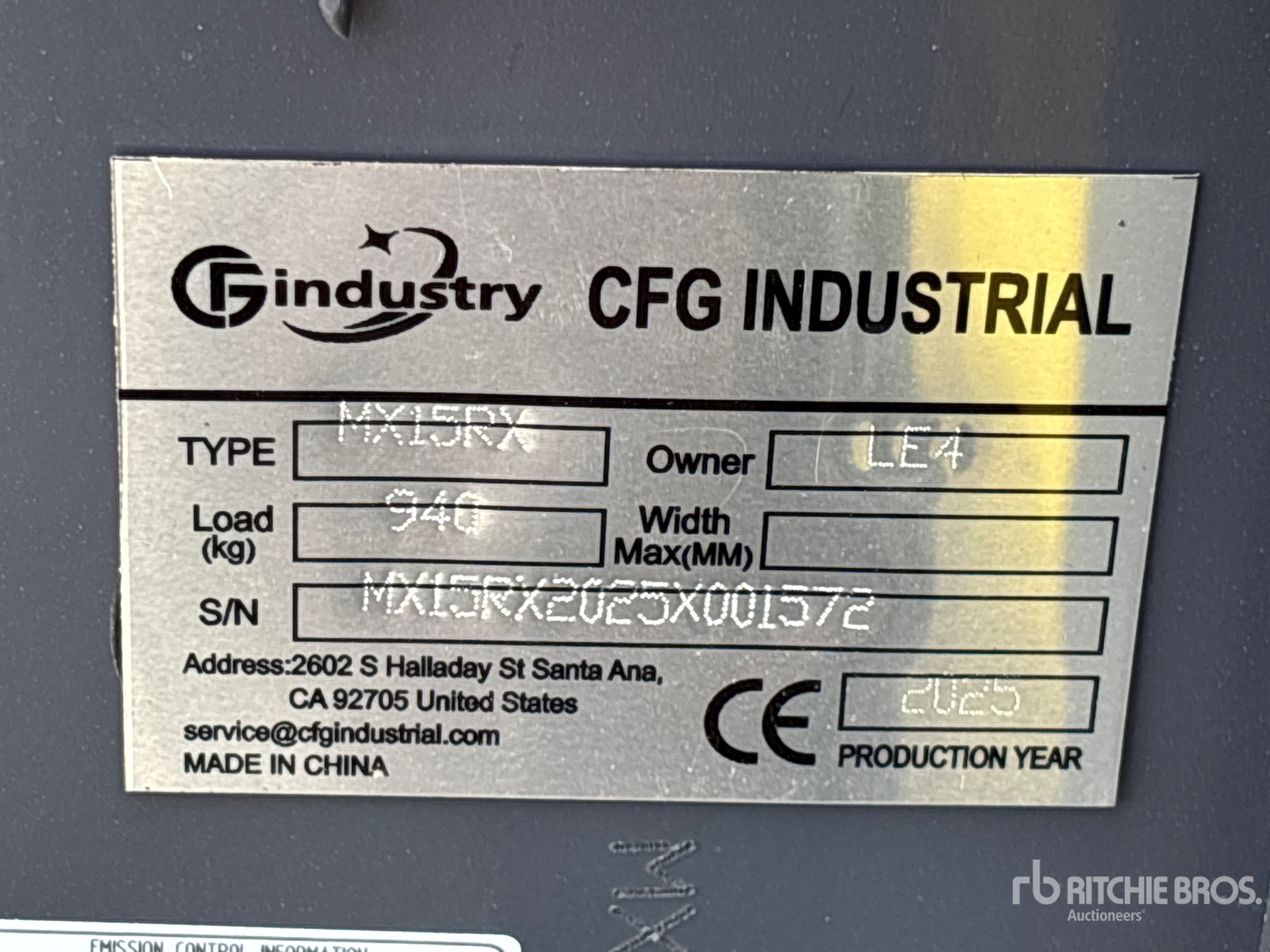 General Appearance with Serial Number / VIN