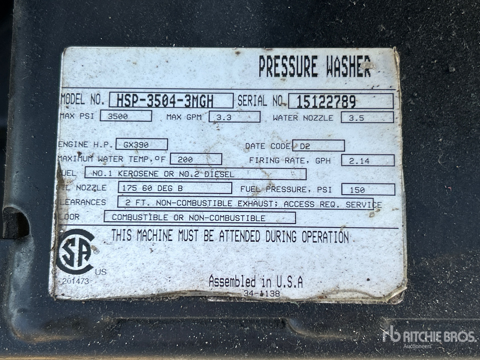 General Appearance with Serial Number / VIN