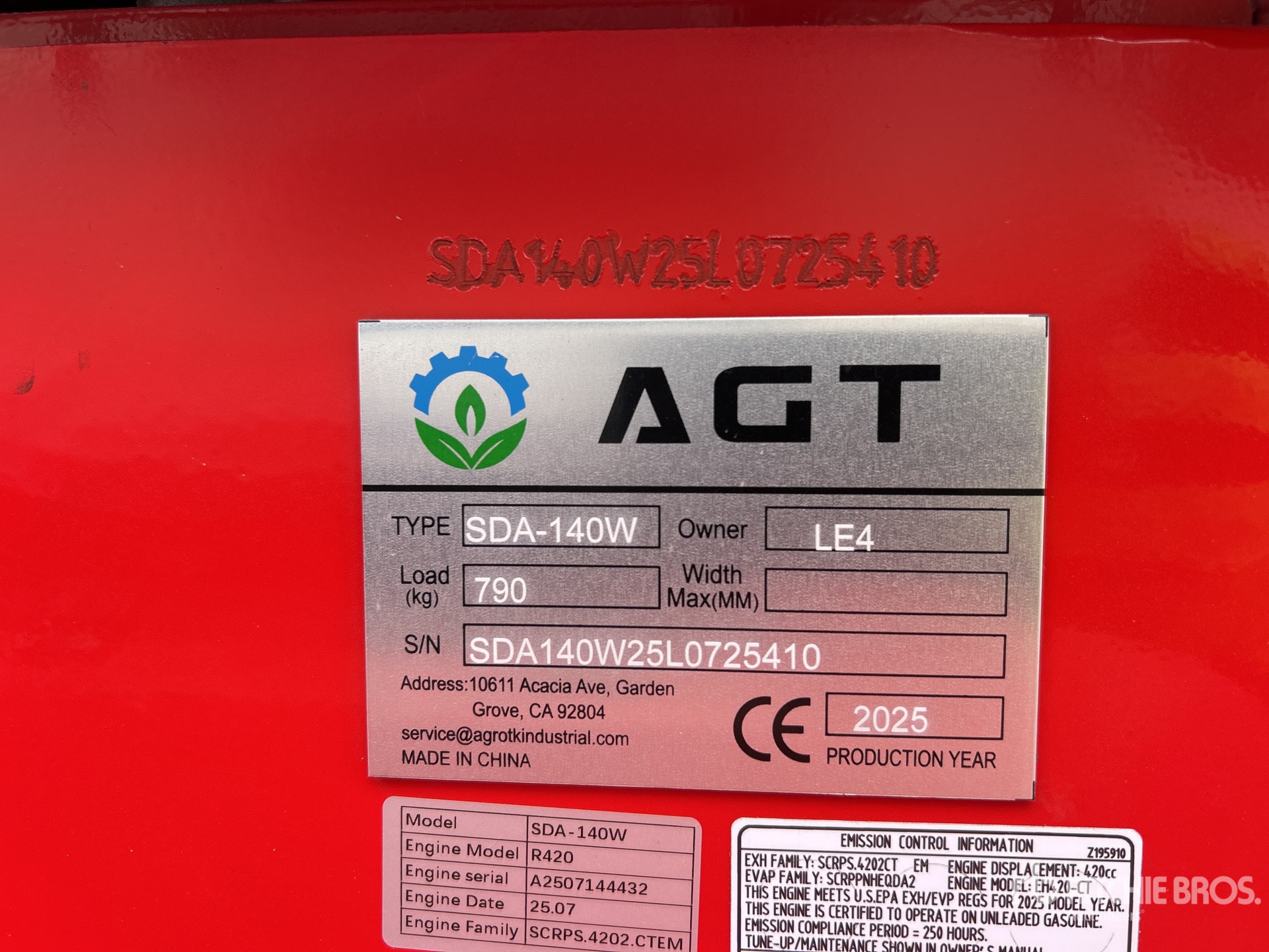 General Appearance with Serial Number / VIN