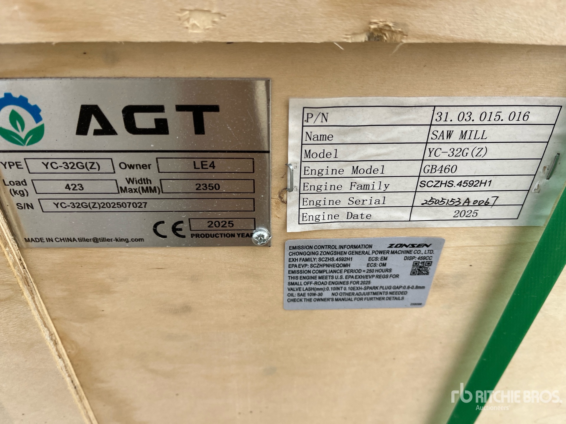 General Appearance with Serial Number / VIN