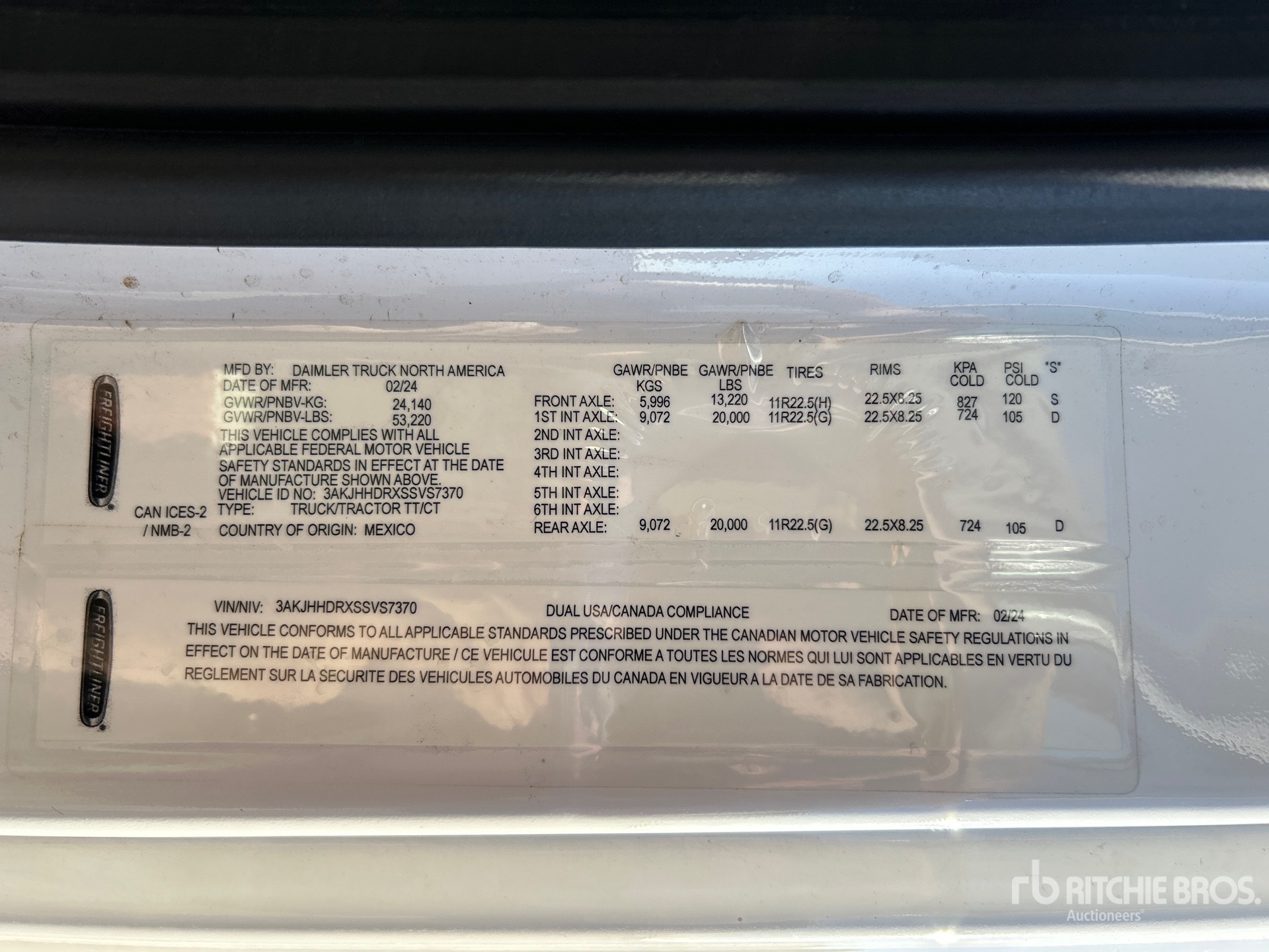 General Appearance with Serial Number / VIN