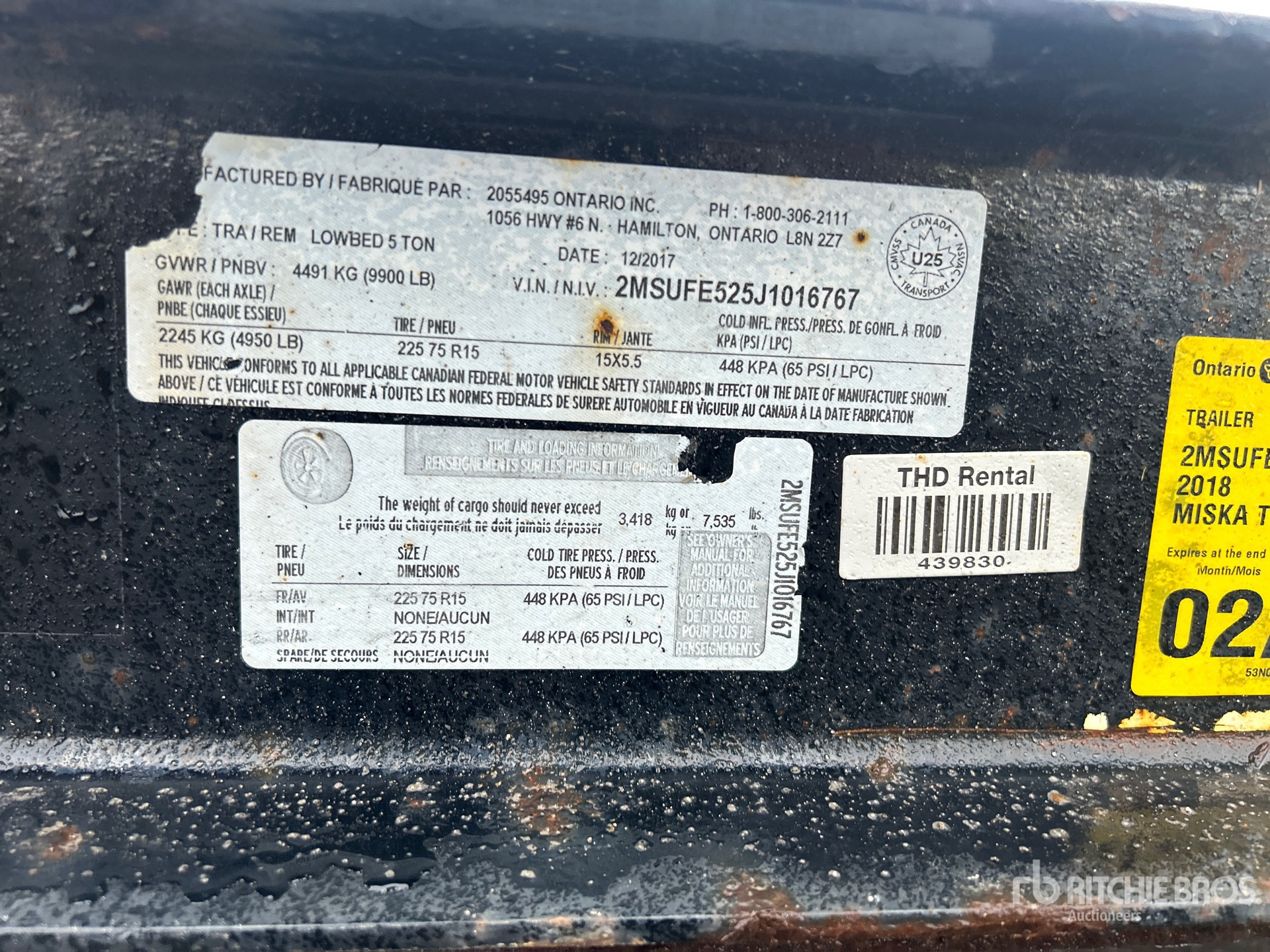 General Appearance with Serial Number / VIN