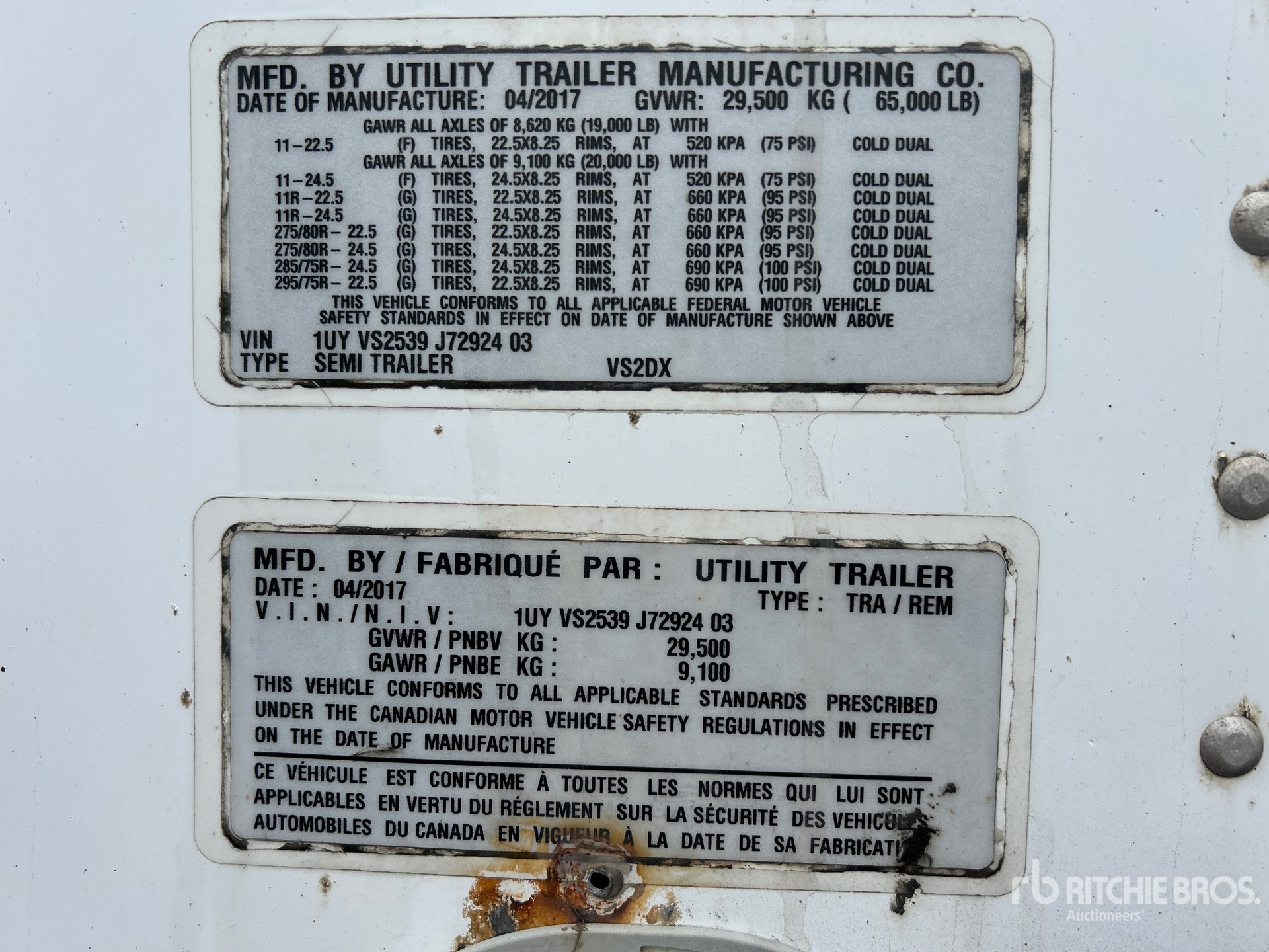 General Appearance with Serial Number / VIN