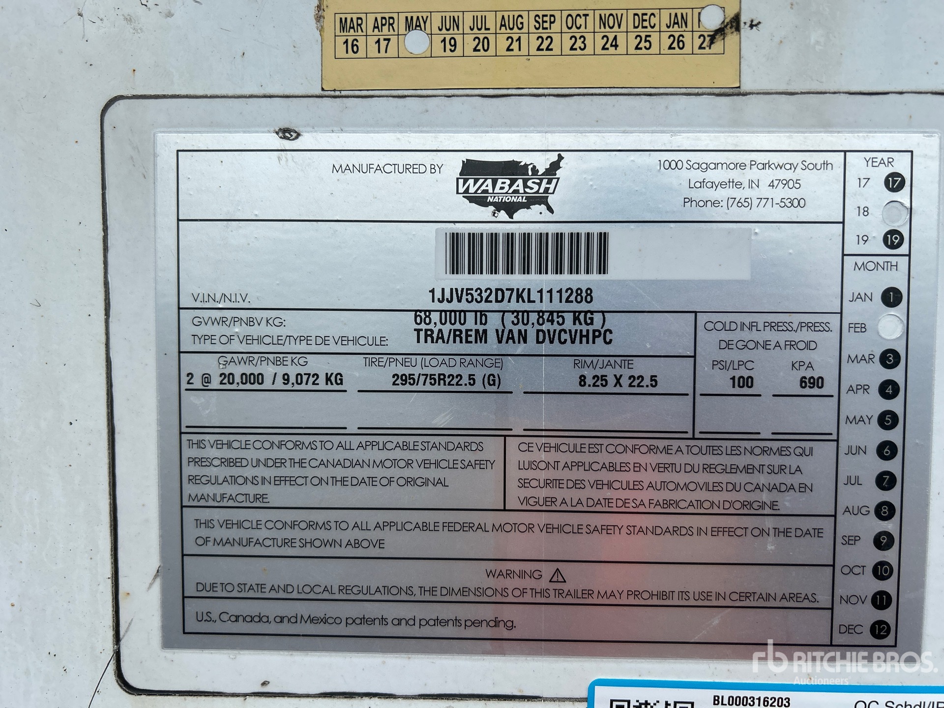 General Appearance with Numéro de série/Numéro d'identification du véhicule automobile