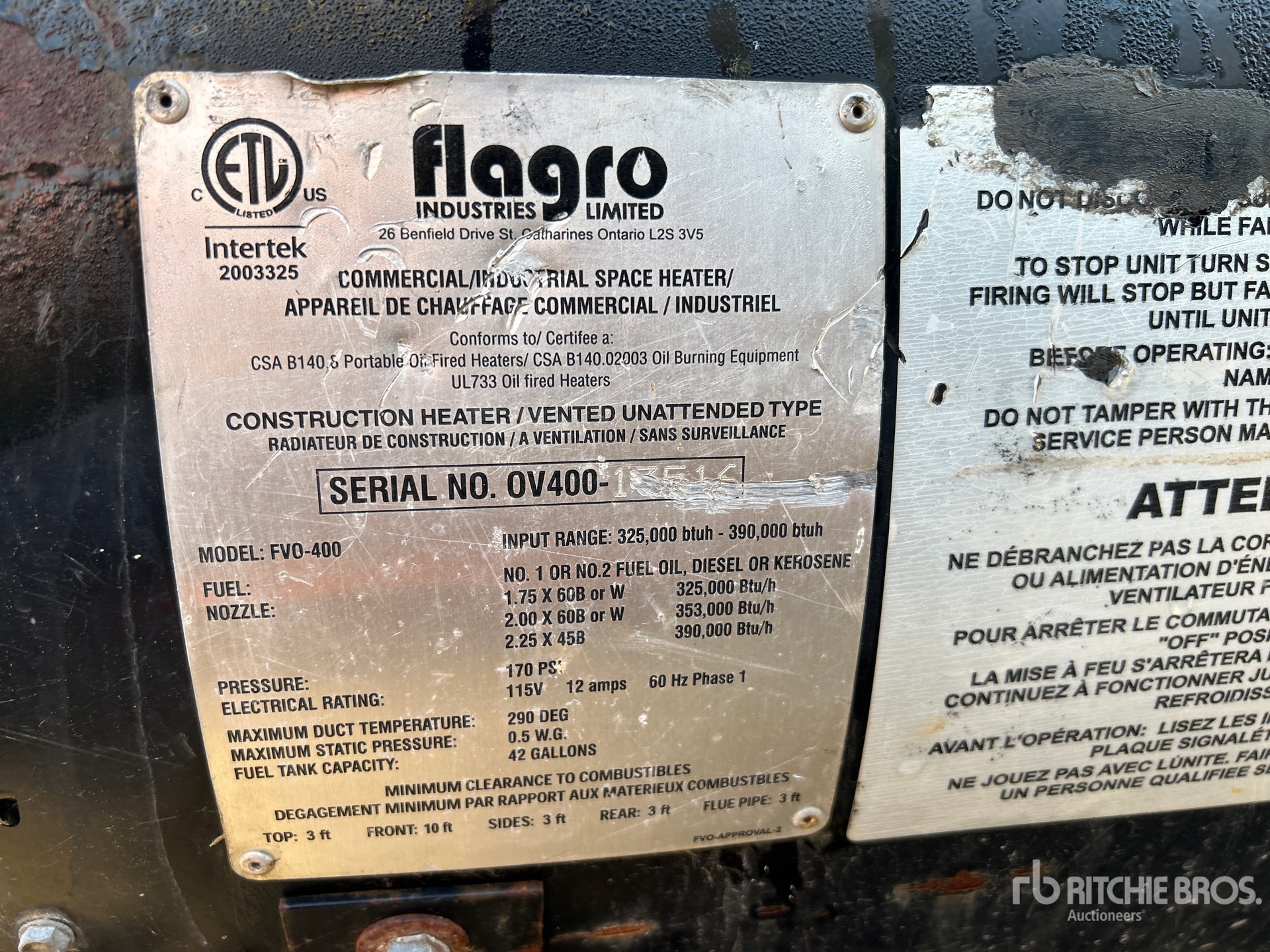 General Appearance with Serial Number / VIN