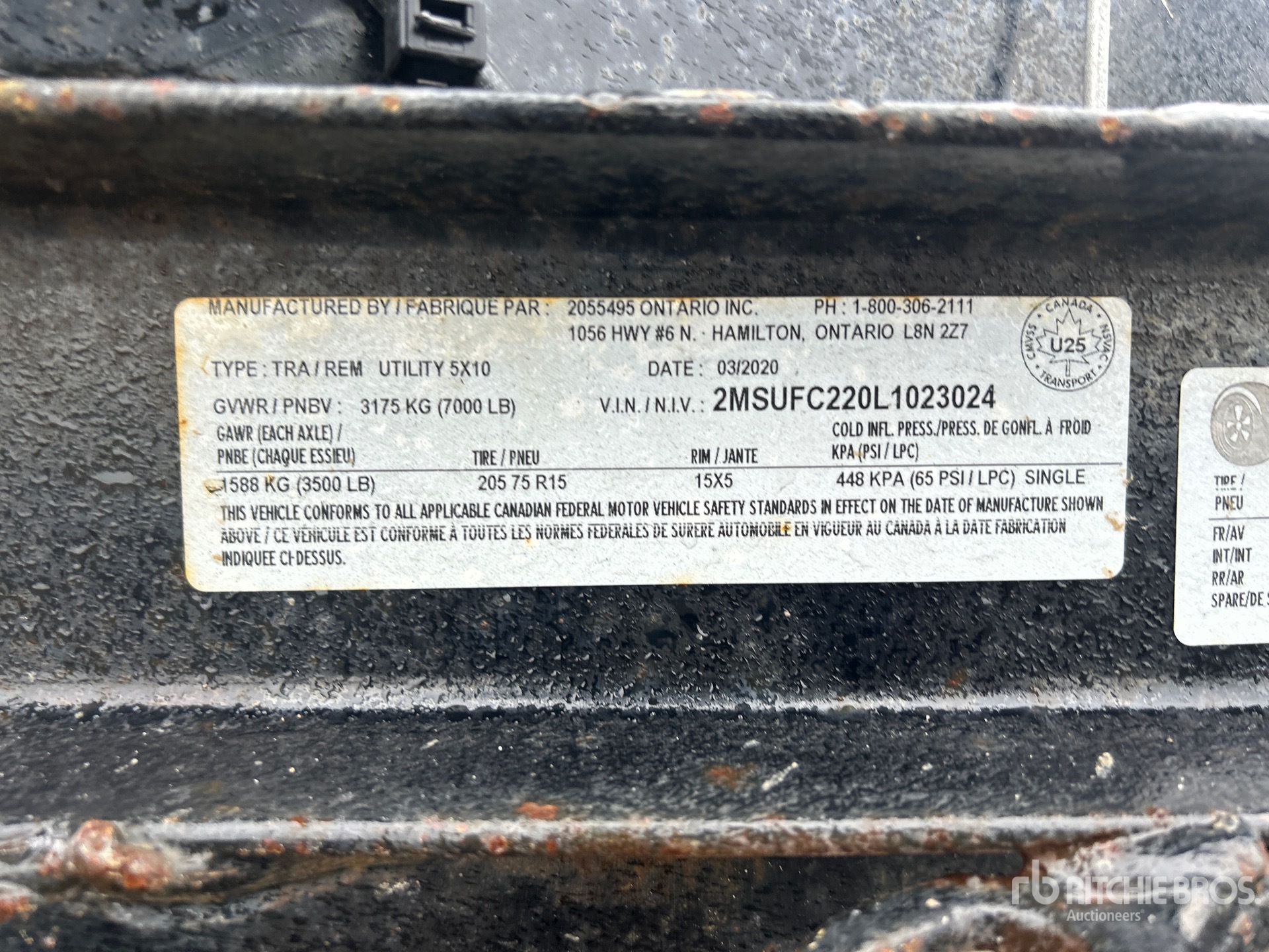 General Appearance with Serial Number / VIN