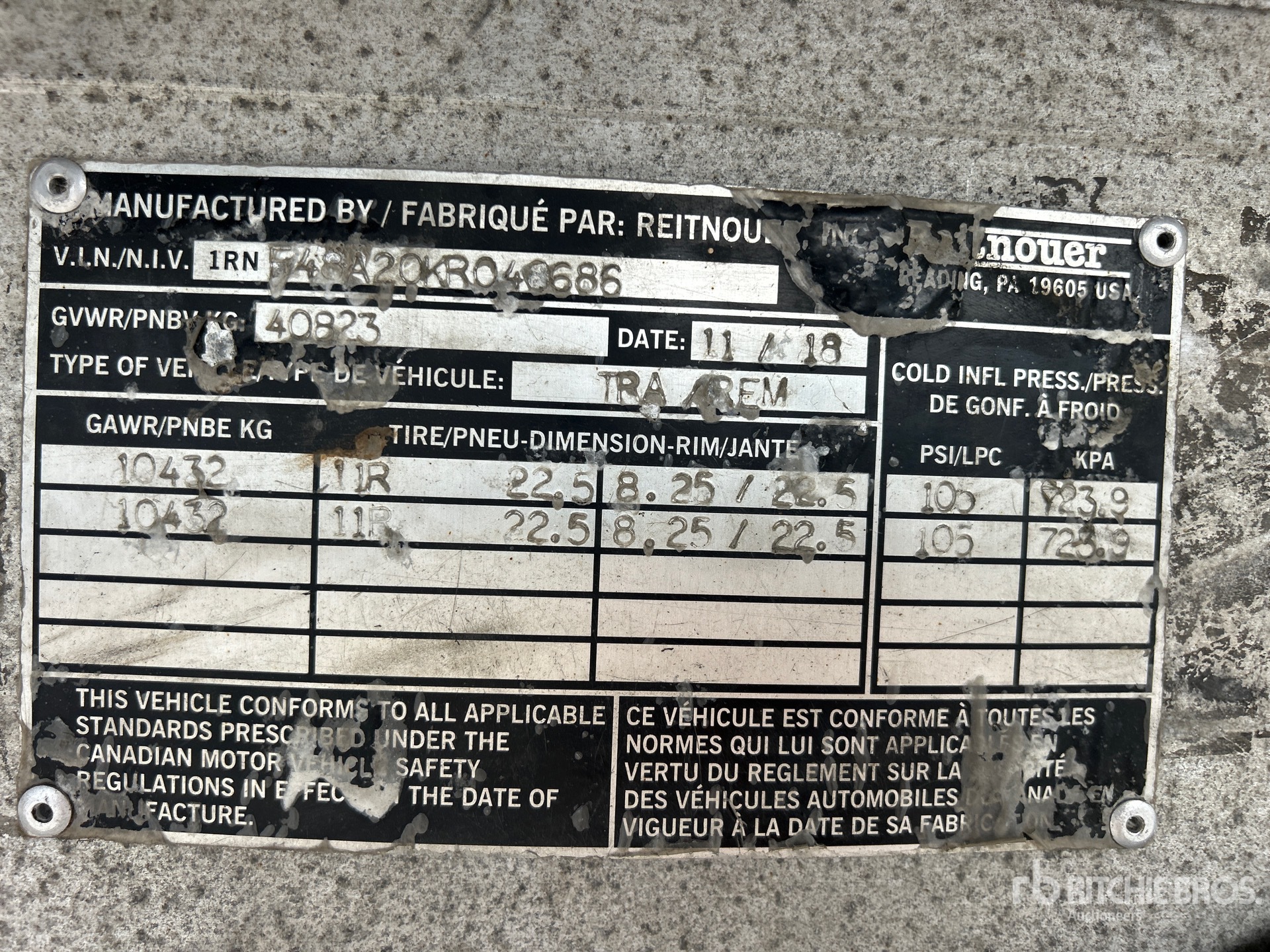 General Appearance with Serial Number / VIN