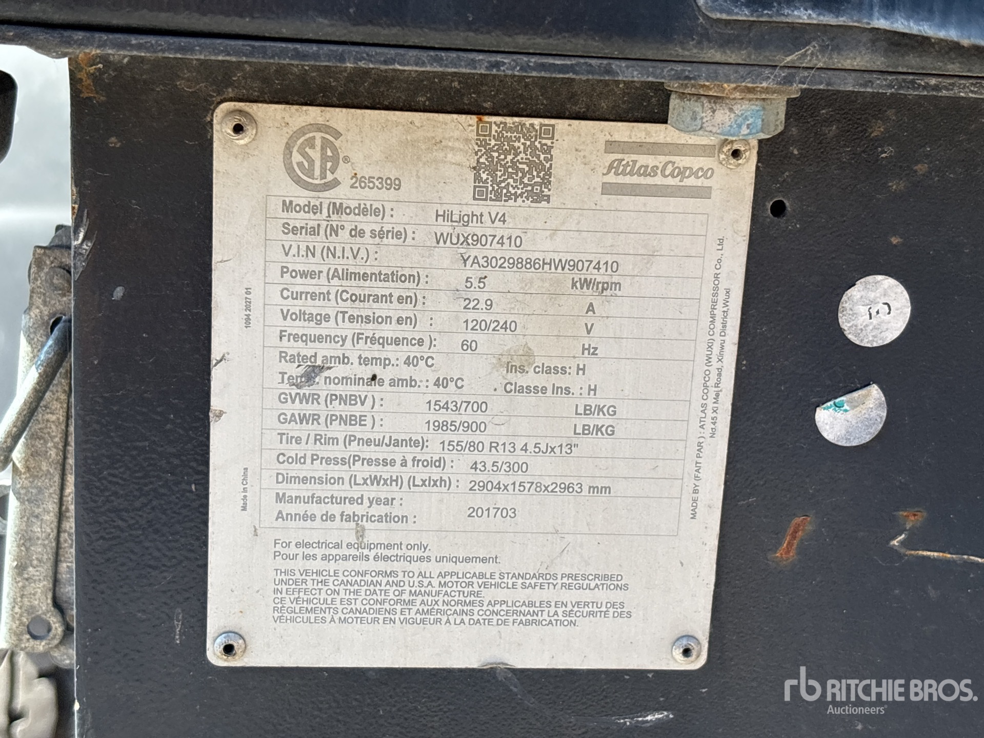 General Appearance with Serial Number / VIN