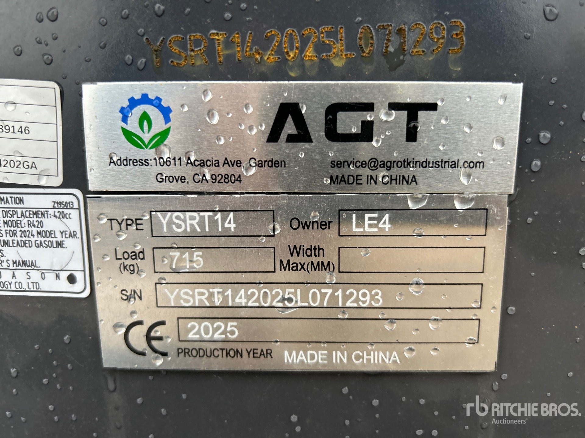 General Appearance with Serial Number / VIN