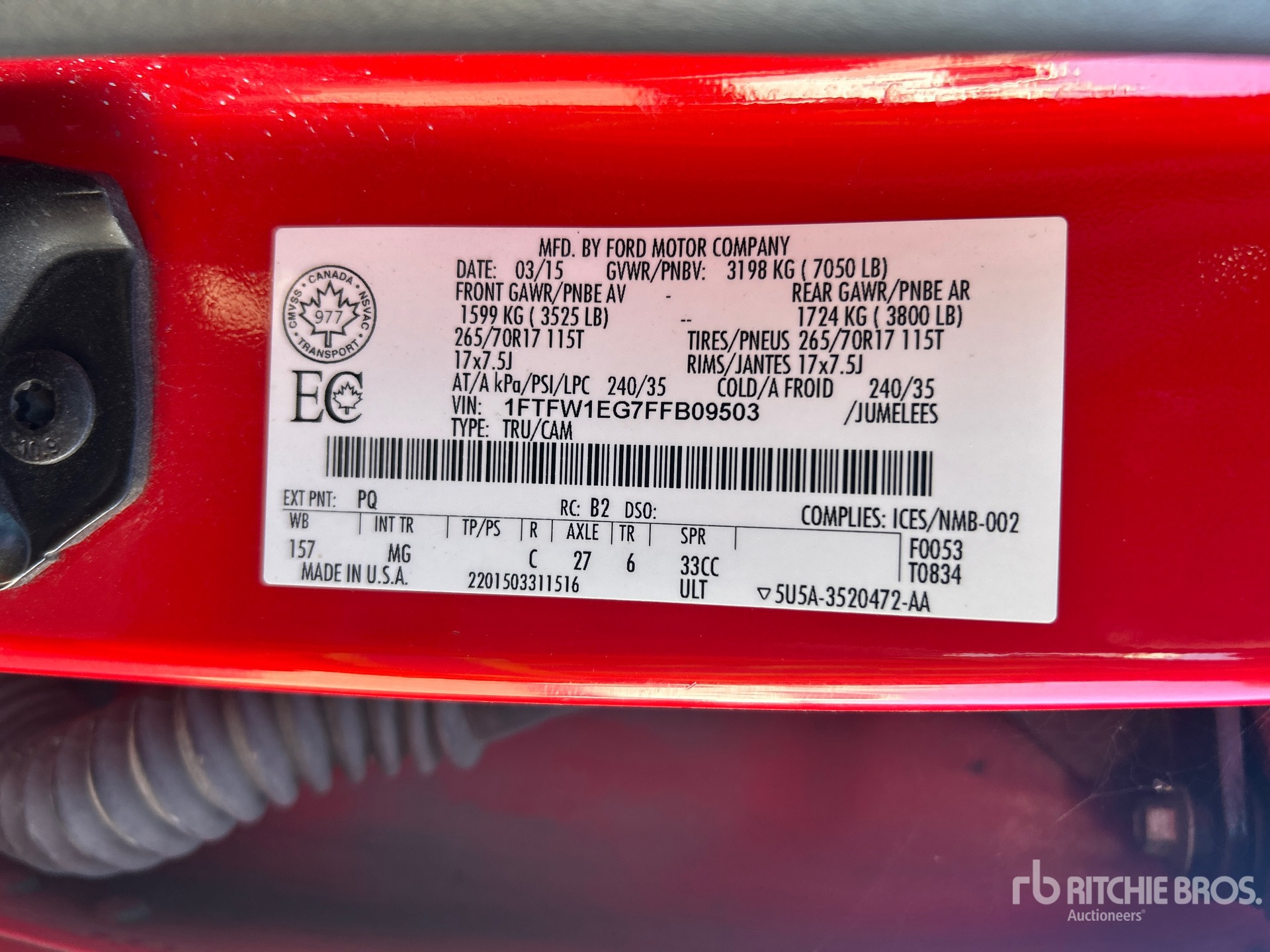 General Appearance with Serial Number / VIN