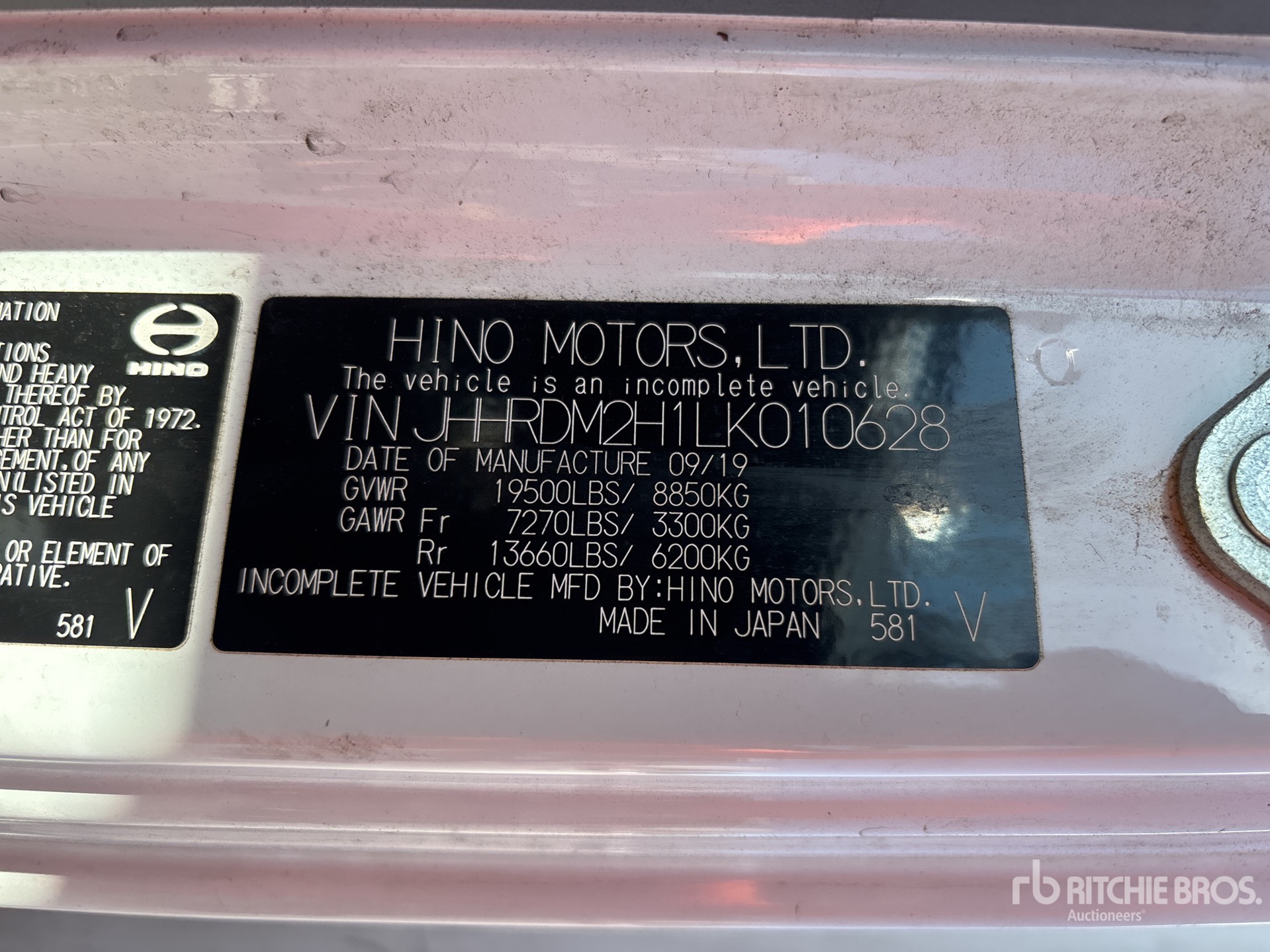 General Appearance with Serial Number / VIN