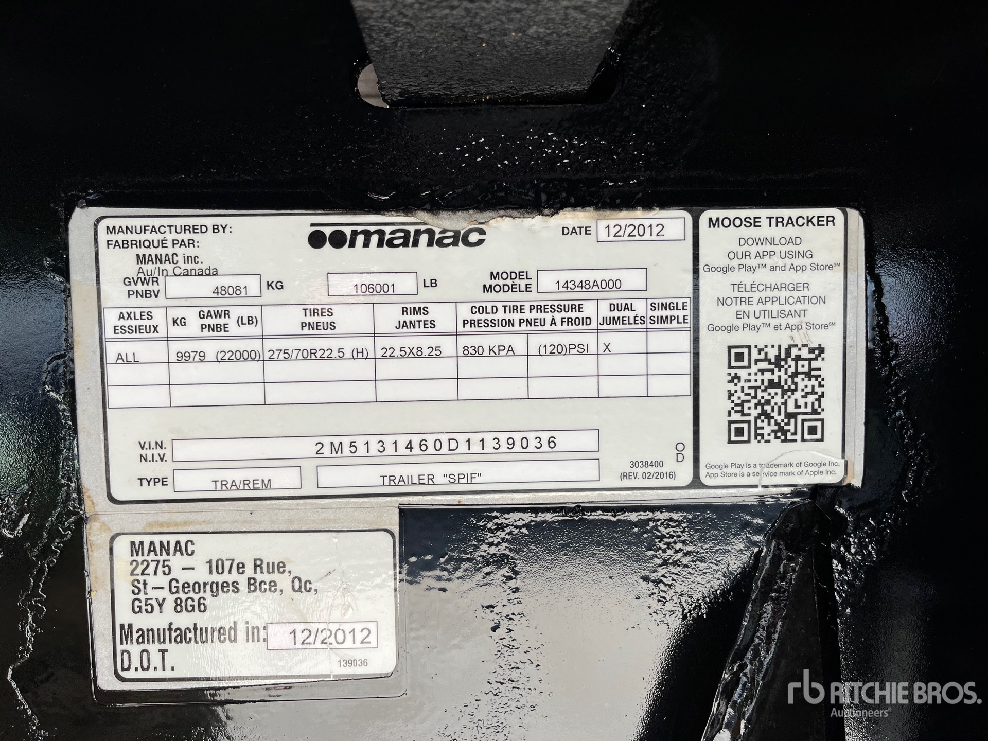 General Appearance with Serial Number / VIN