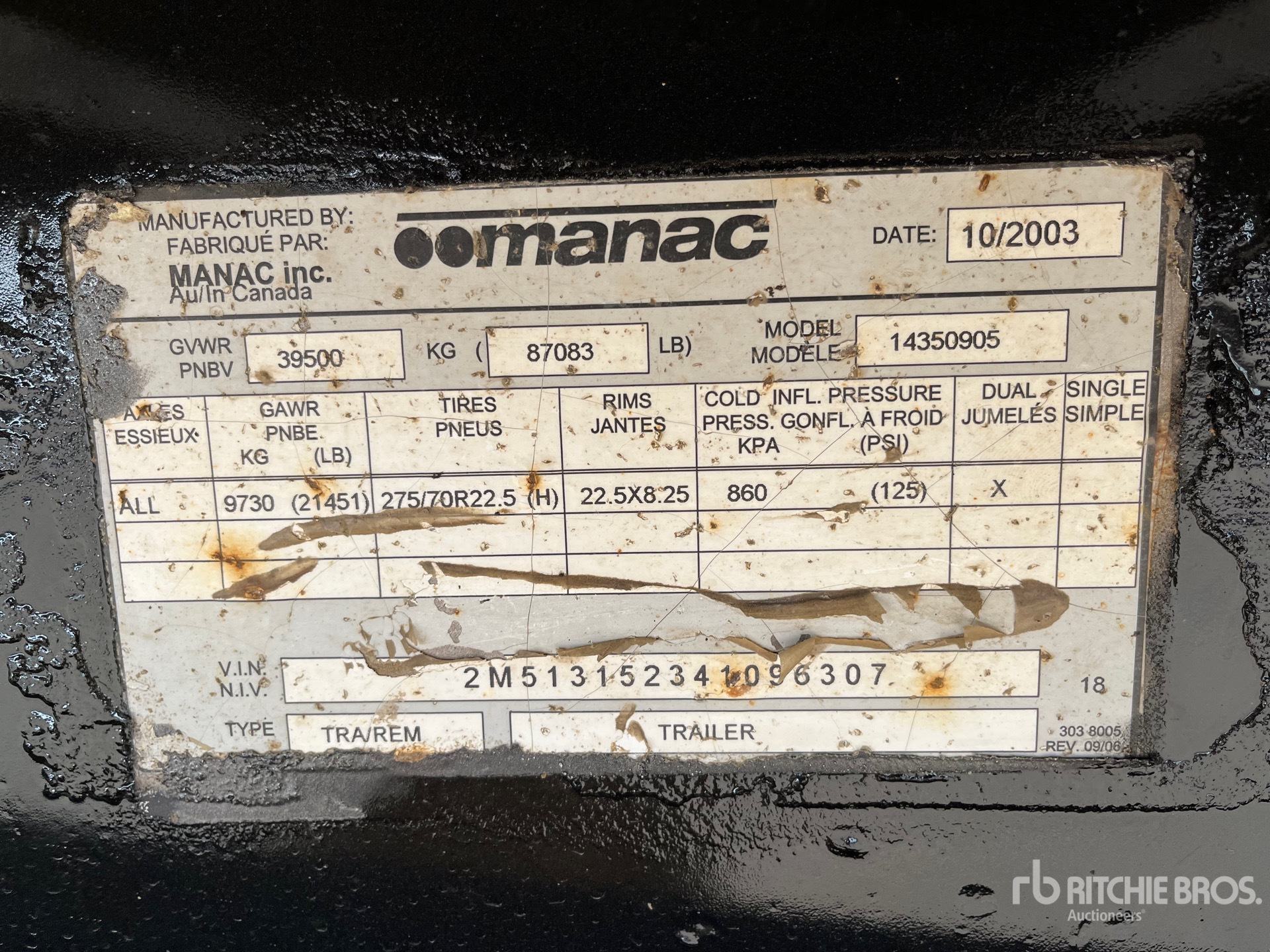 General Appearance with Serial Number / VIN