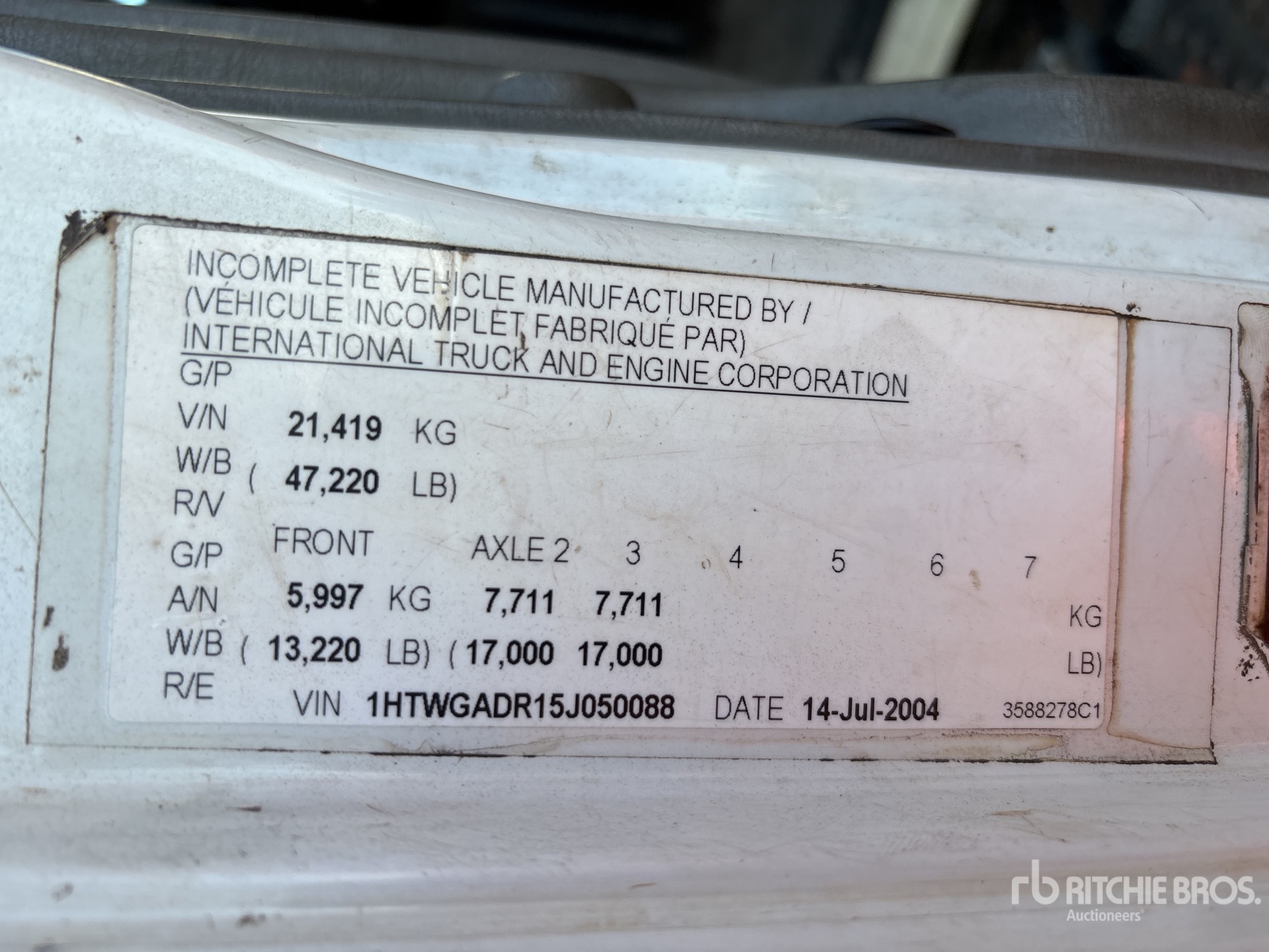 General Appearance with Serial Number / VIN
