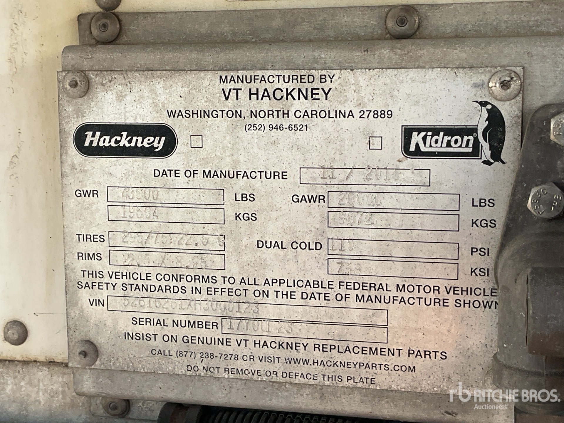 General Appearance with Serial Number / VIN