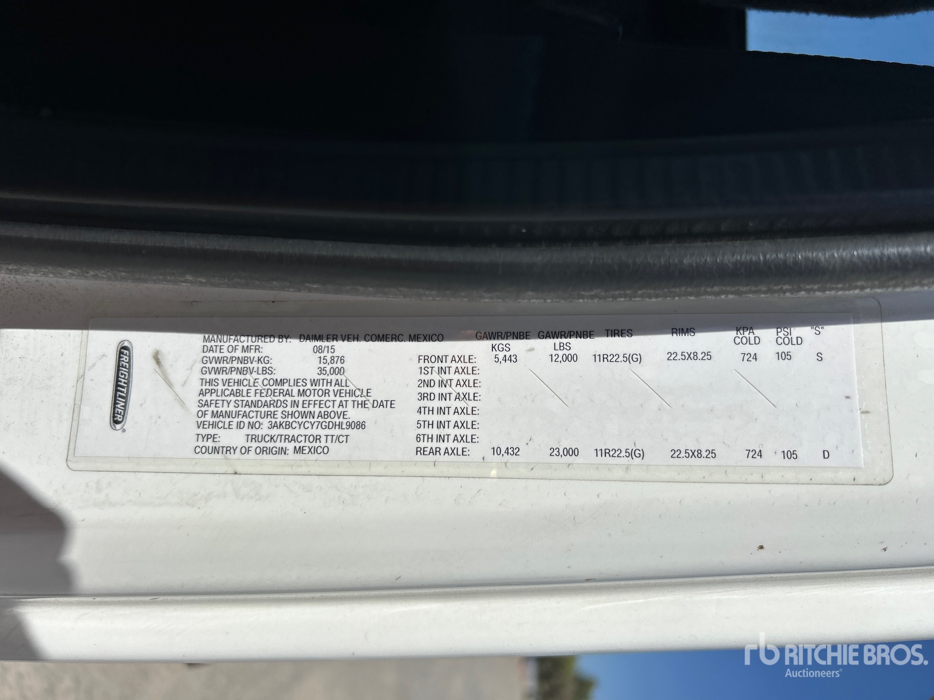 General Appearance with Serial Number / VIN