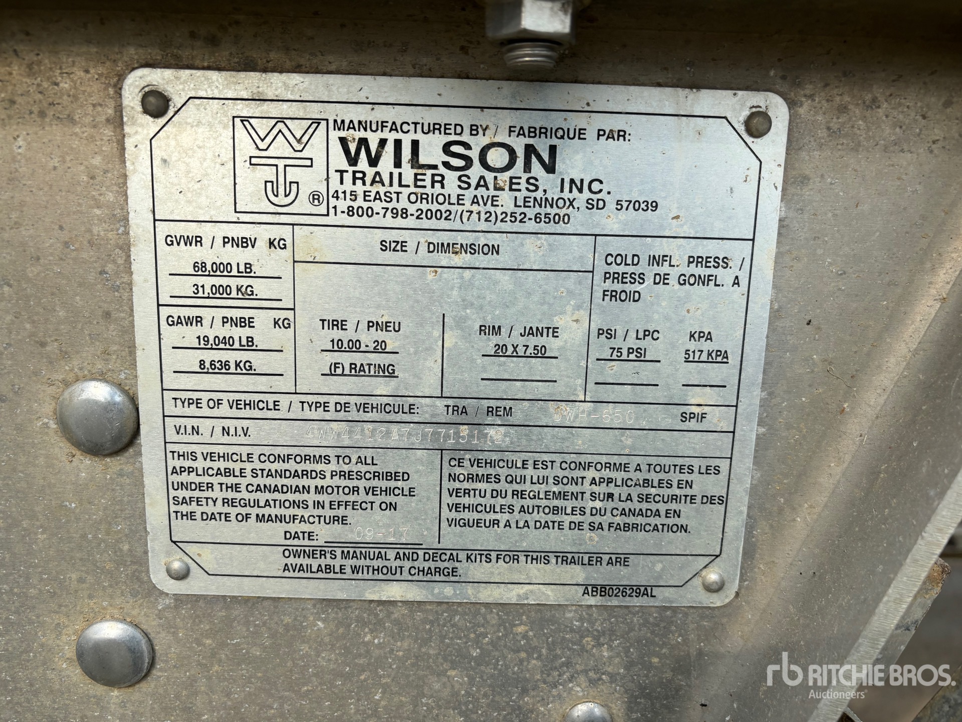 General Appearance with Serial Number / VIN