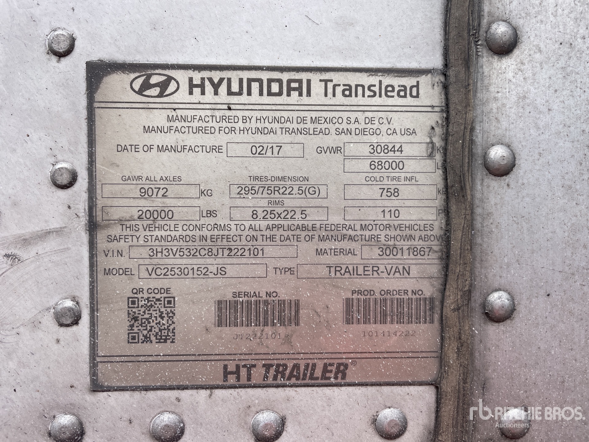 General Appearance with Serial Number / VIN