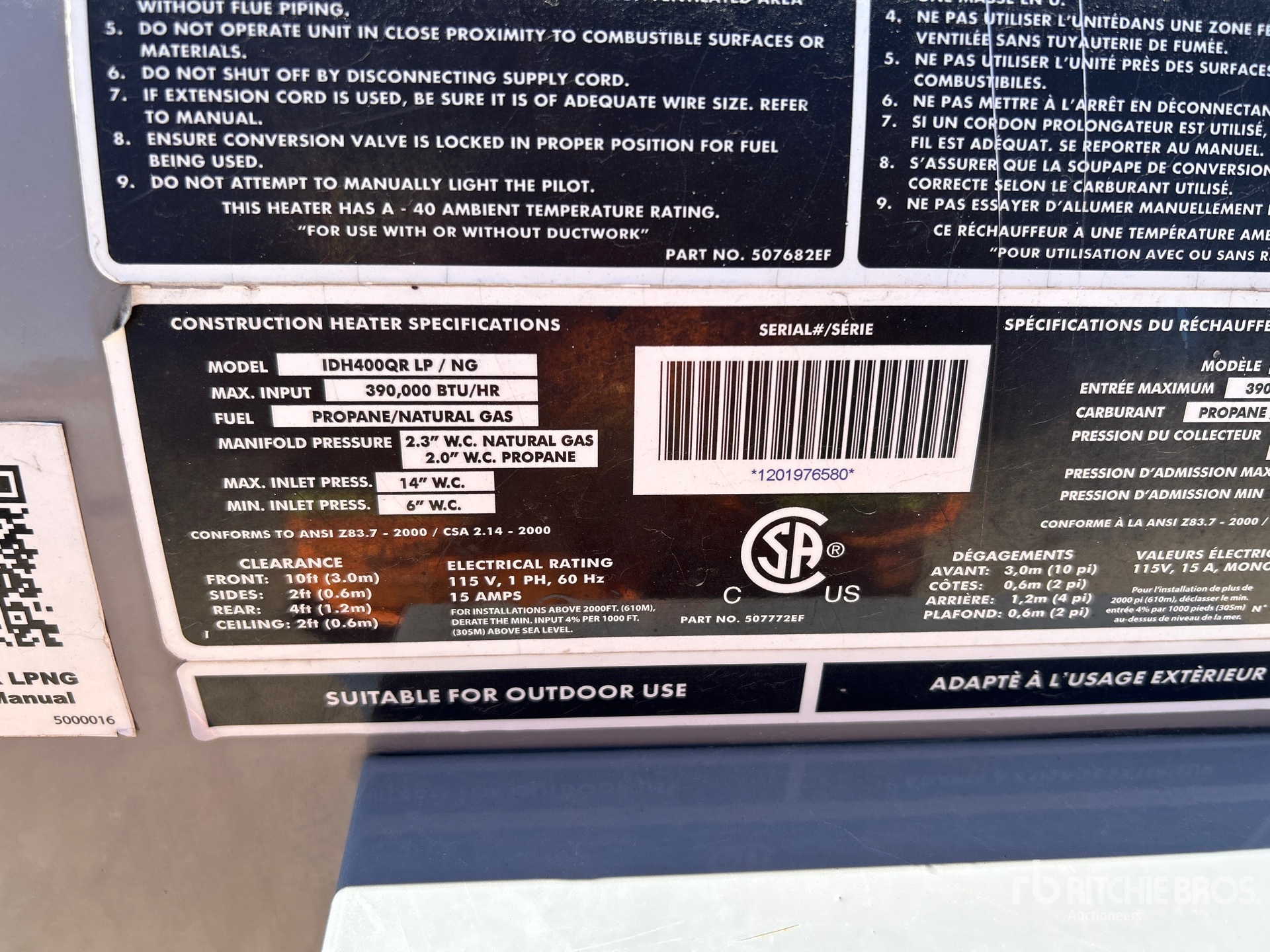 General Appearance with Serial Number / VIN
