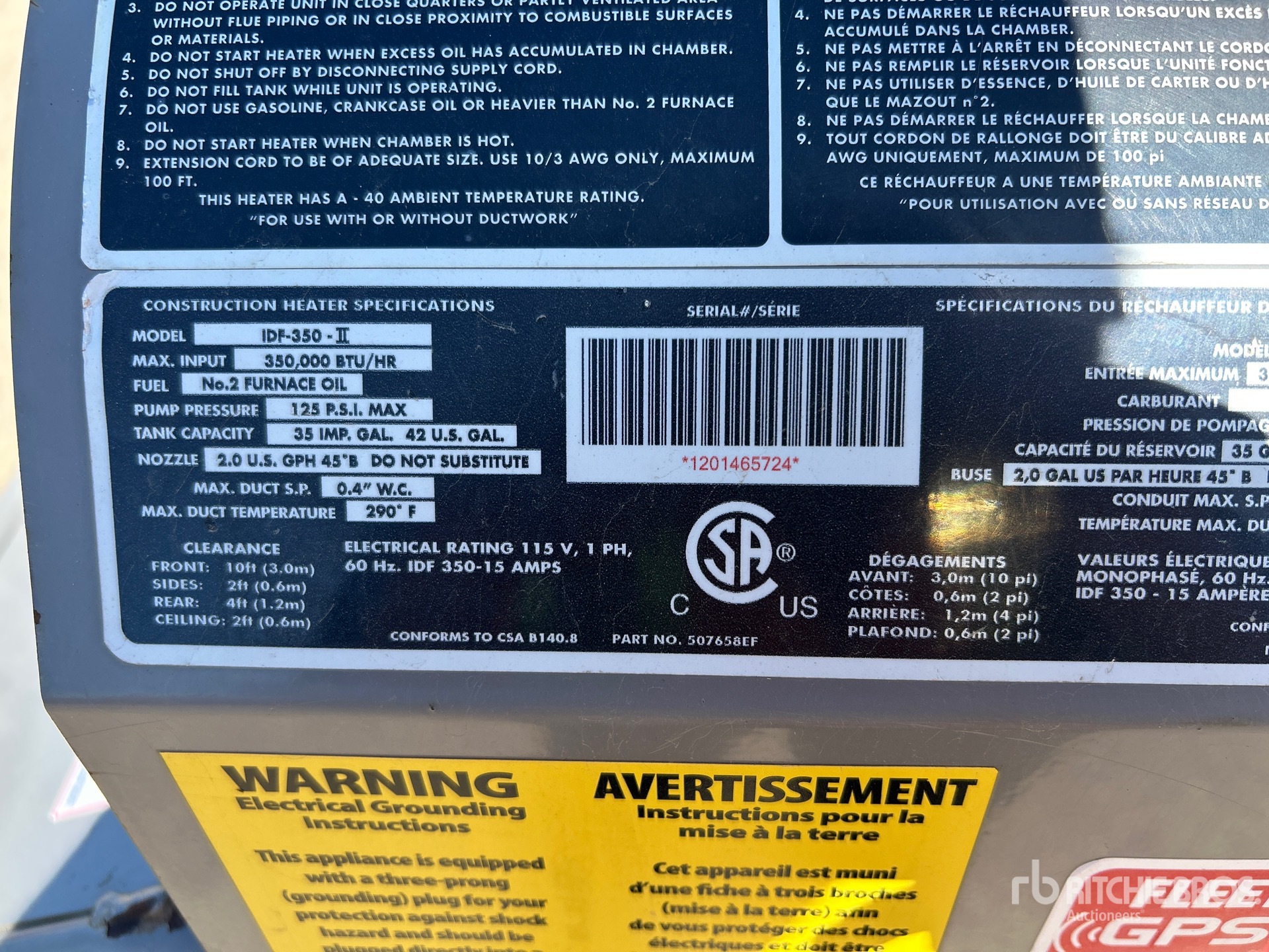 General Appearance with Serial Number / VIN