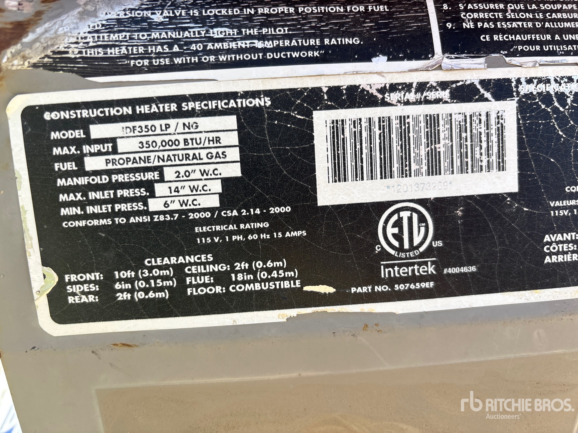 General Appearance with Serial Number / VIN