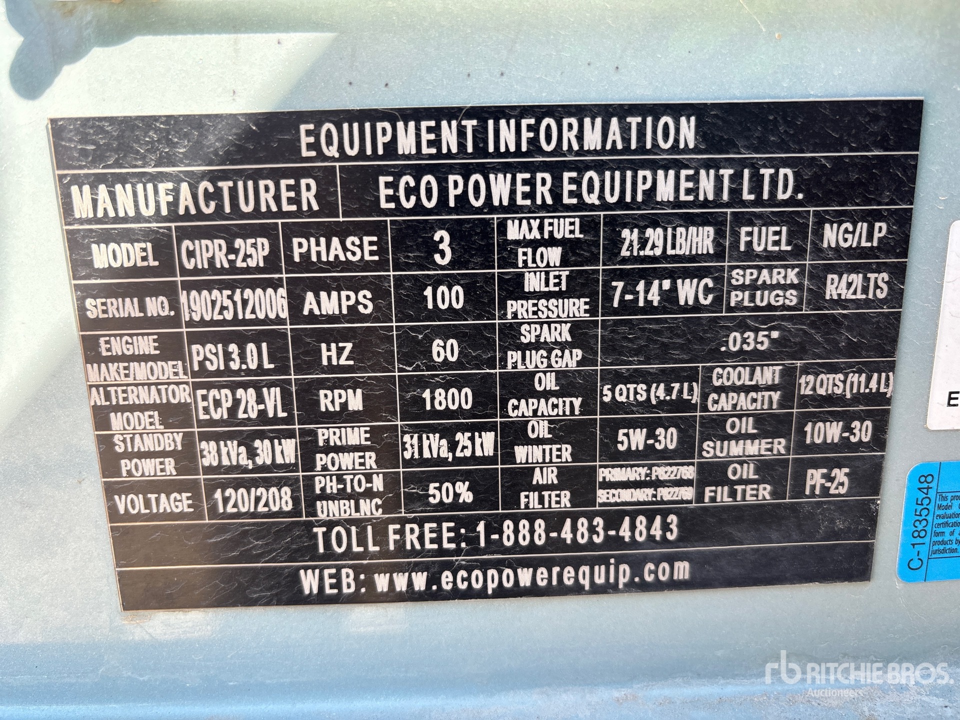 General Appearance with Serial Number / VIN