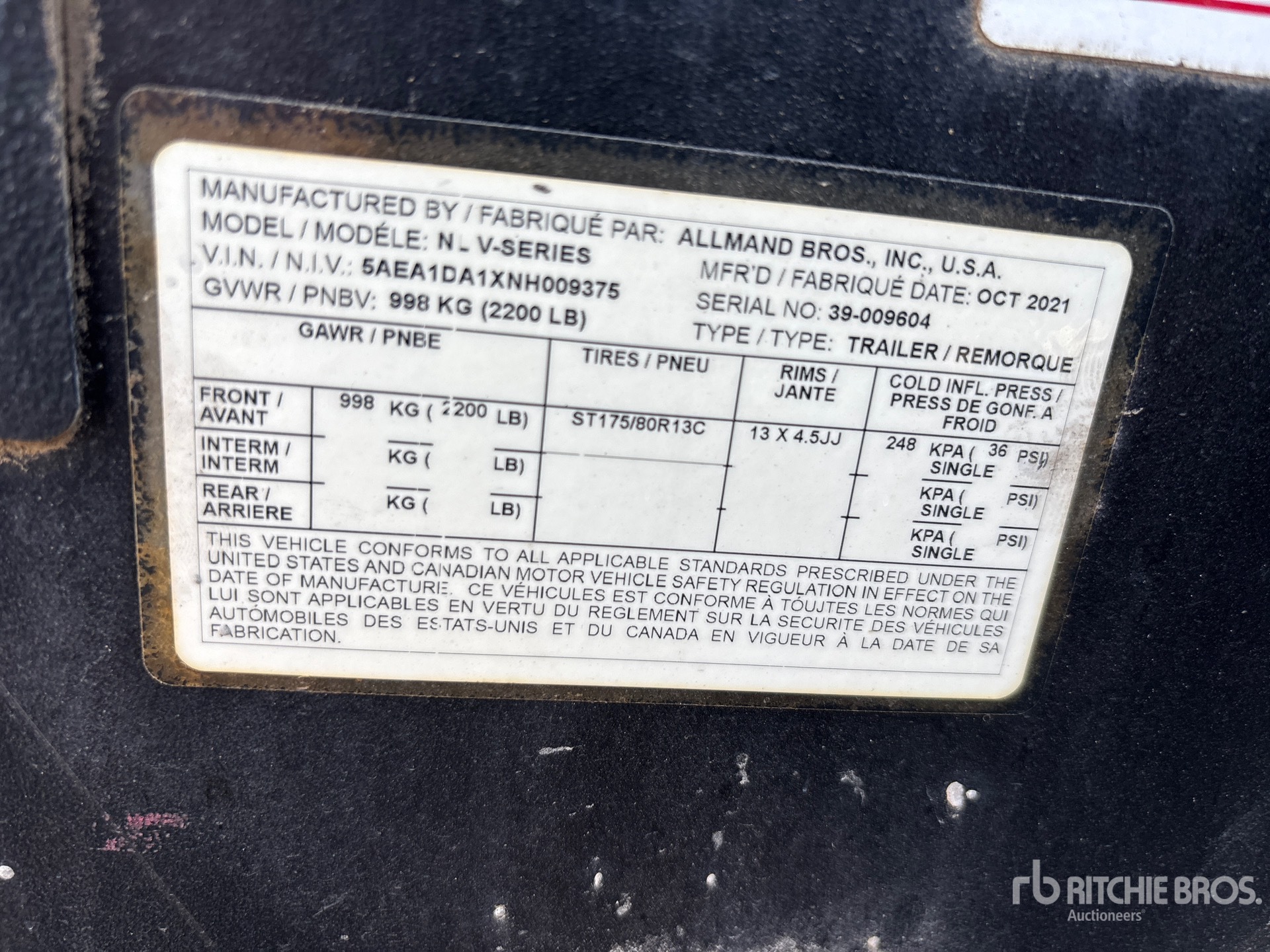 General Appearance with Serial Number / VIN