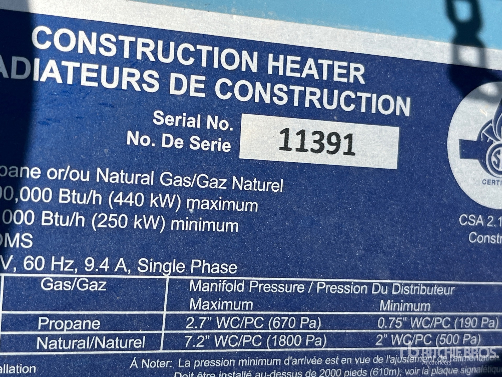 General Appearance with Serial Number / VIN