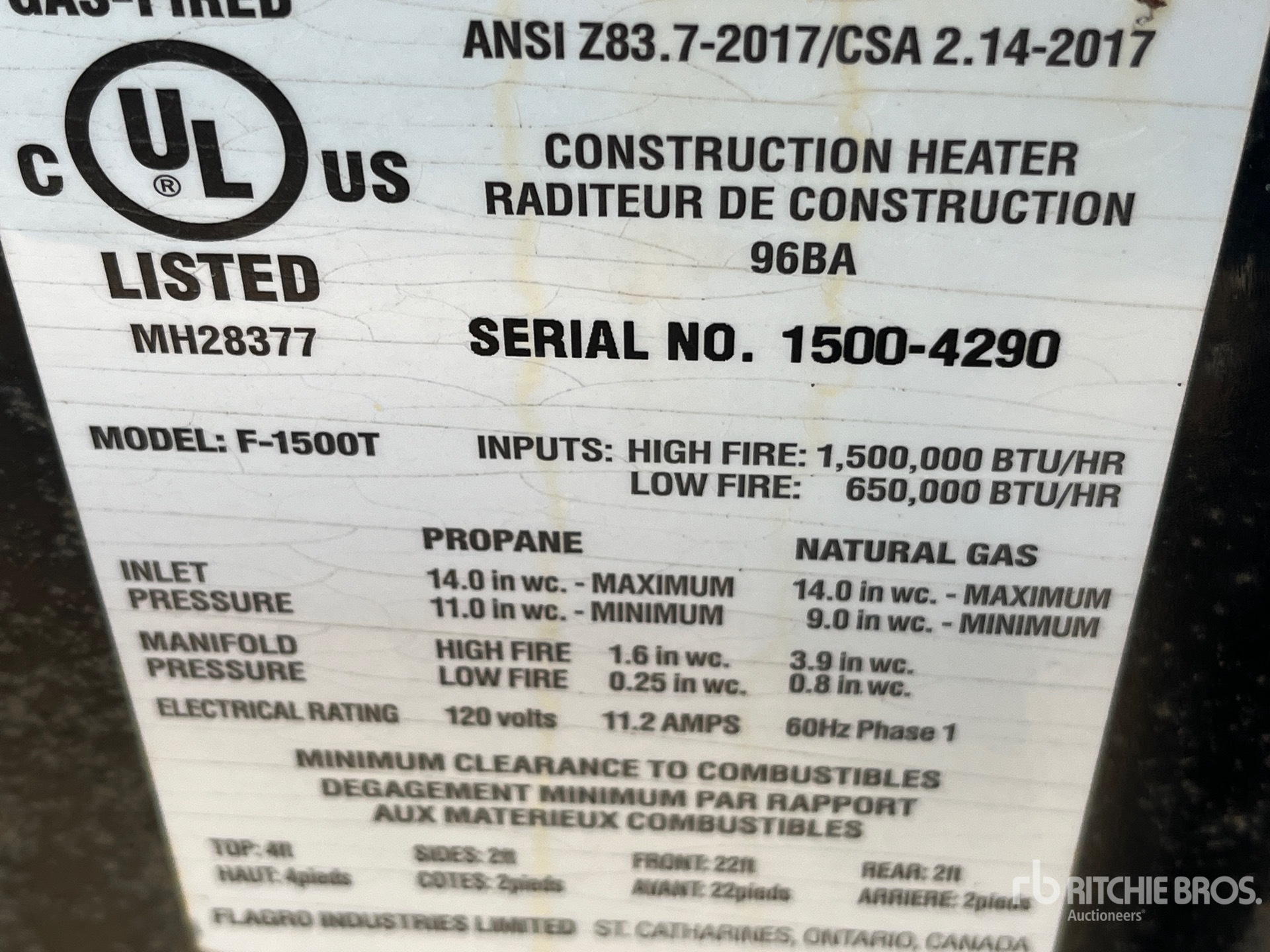 General Appearance with Serial Number / VIN