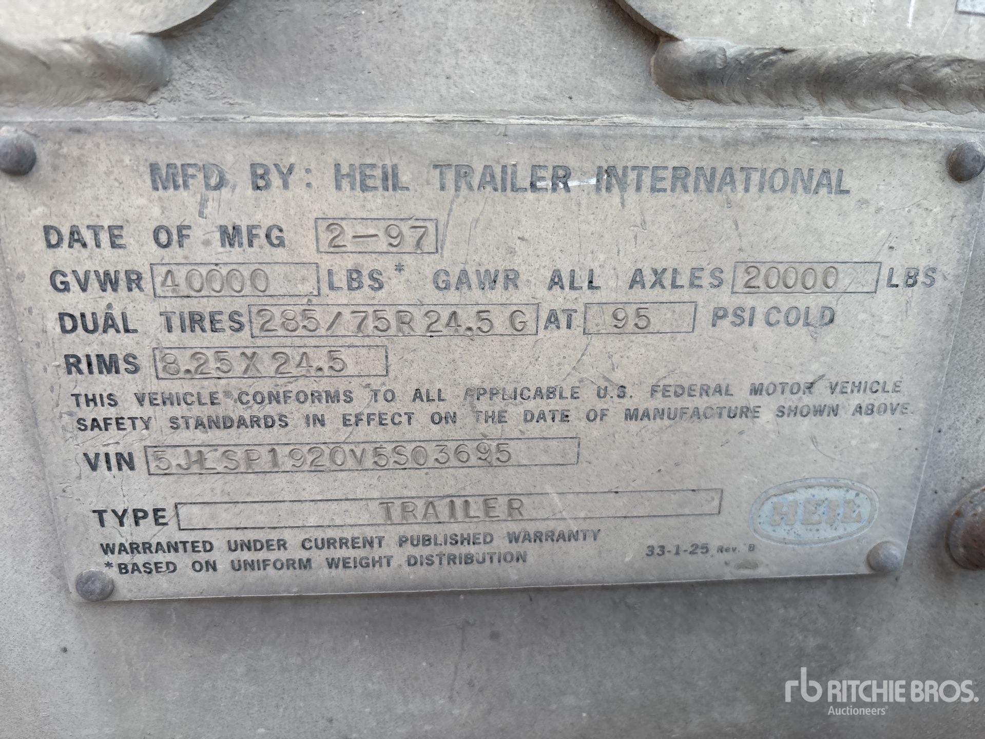 General Appearance with Serial Number / VIN