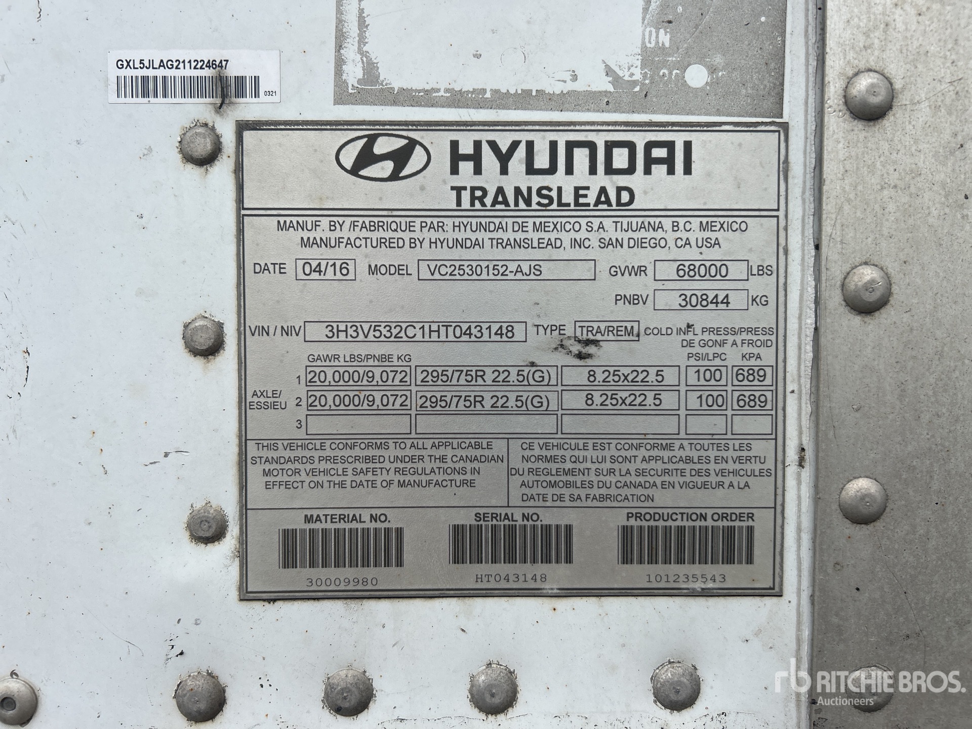 General Appearance with Serial Number / VIN