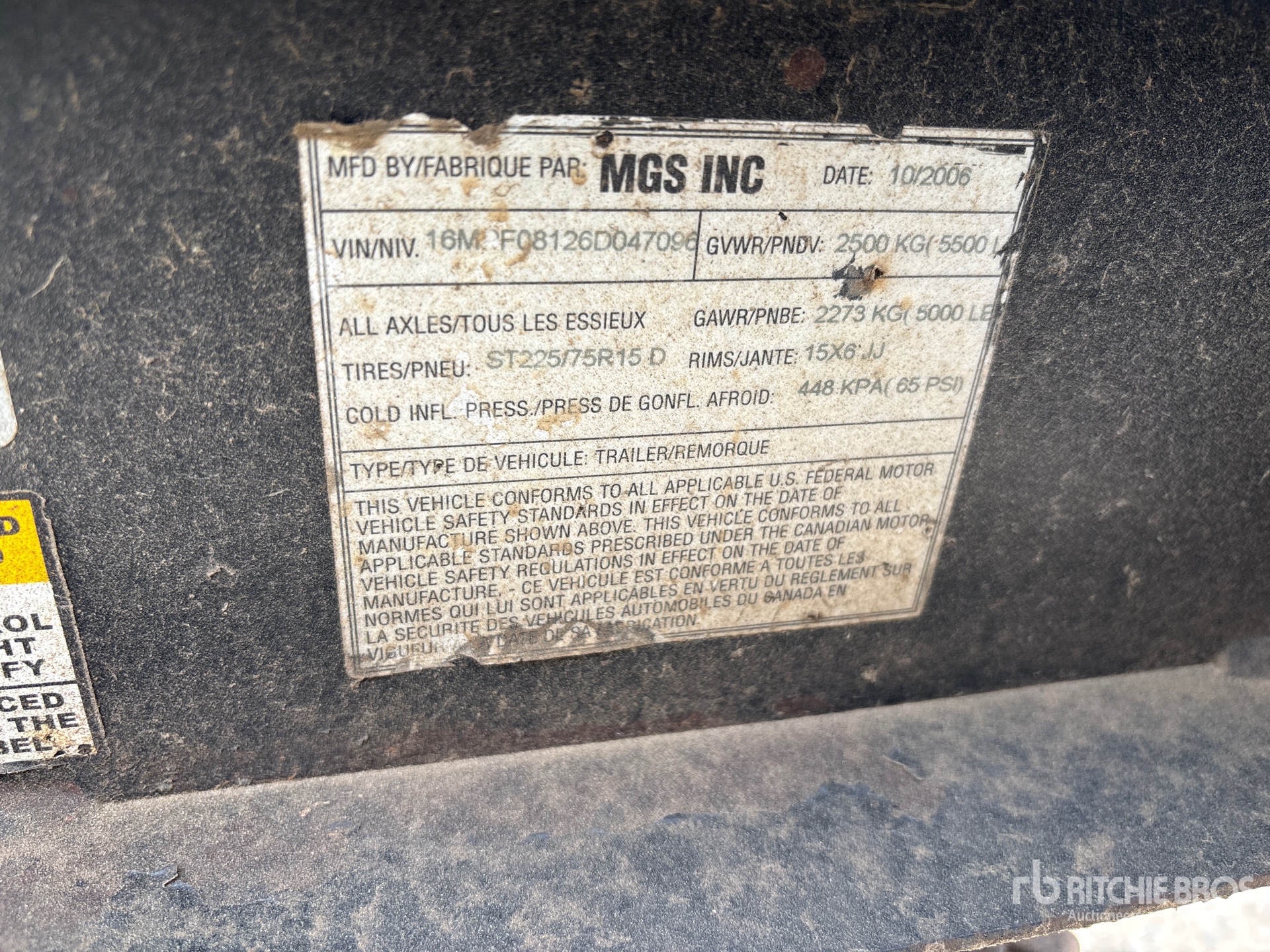 General Appearance with Serial Number / VIN