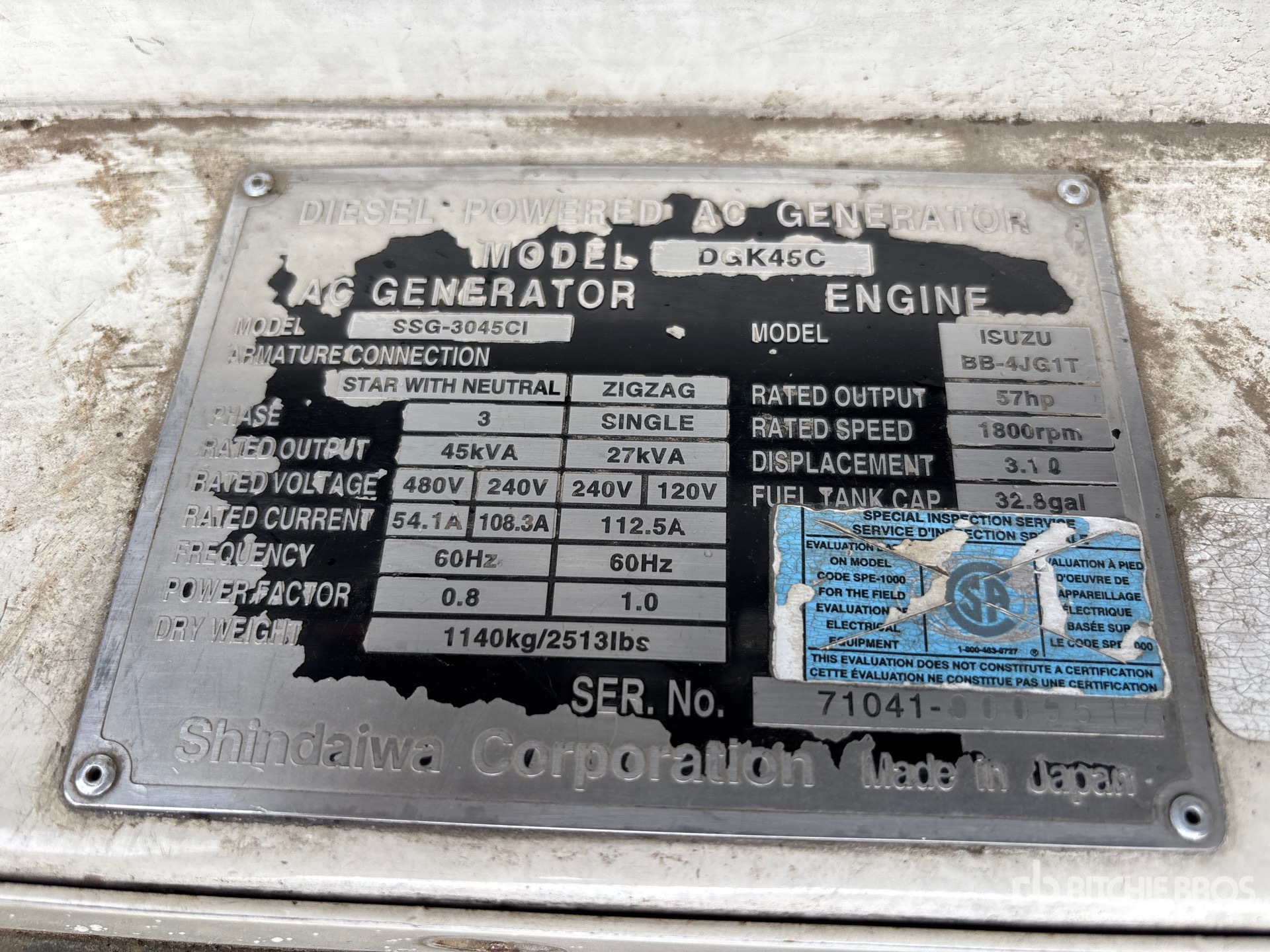 General Appearance with Unit Serial Number
