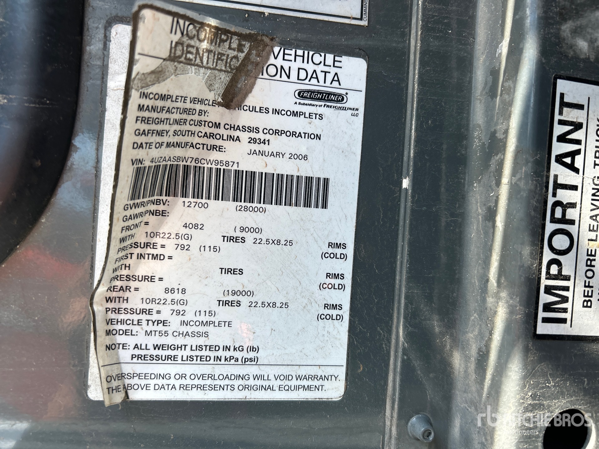 General Appearance with Serial Number / VIN