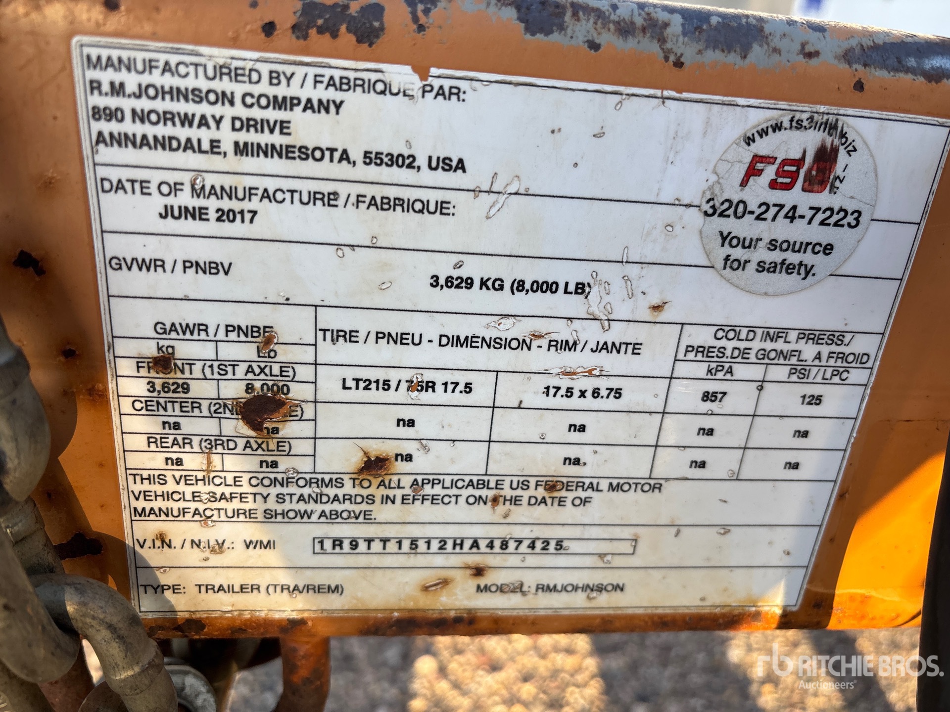 General Appearance with Serial Number / VIN